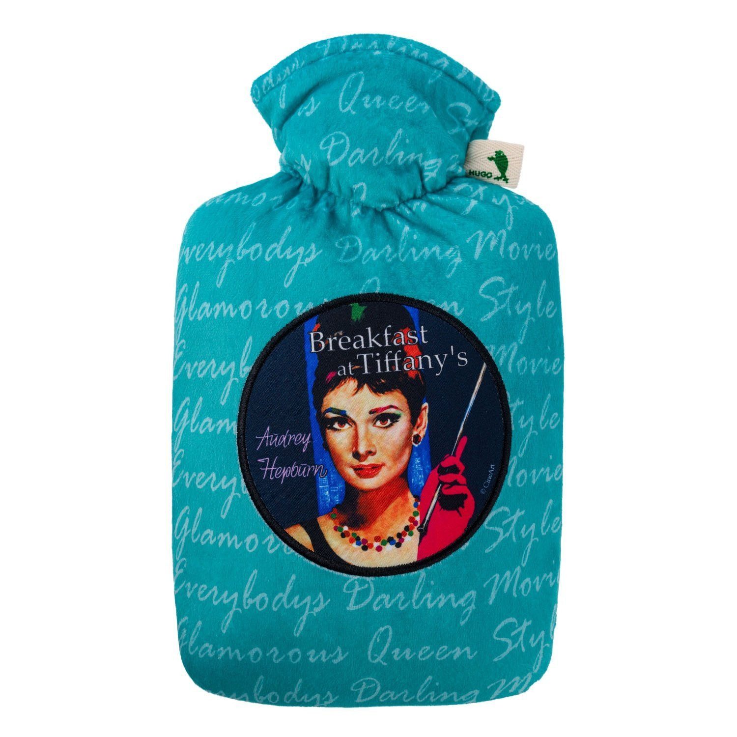 Hugo Frosch Wärmflasche Klassik 1,8 l Made in Germany mit Nickibezug "Movie Klassiker", Audrey Hepburn - langlebige Bettflasche, waschbarer Überzug