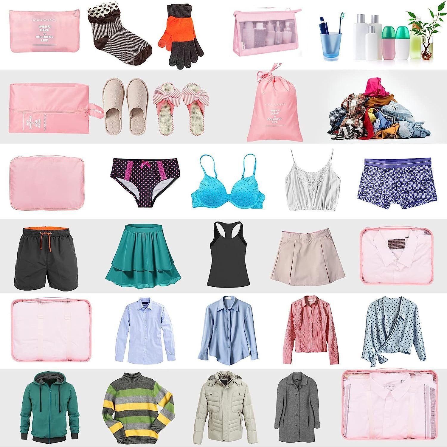 FELIXLEO Kofferorganizer Kofferorganizer Packwürfel Packtaschen Rosa 8-tlg (1-tlg)