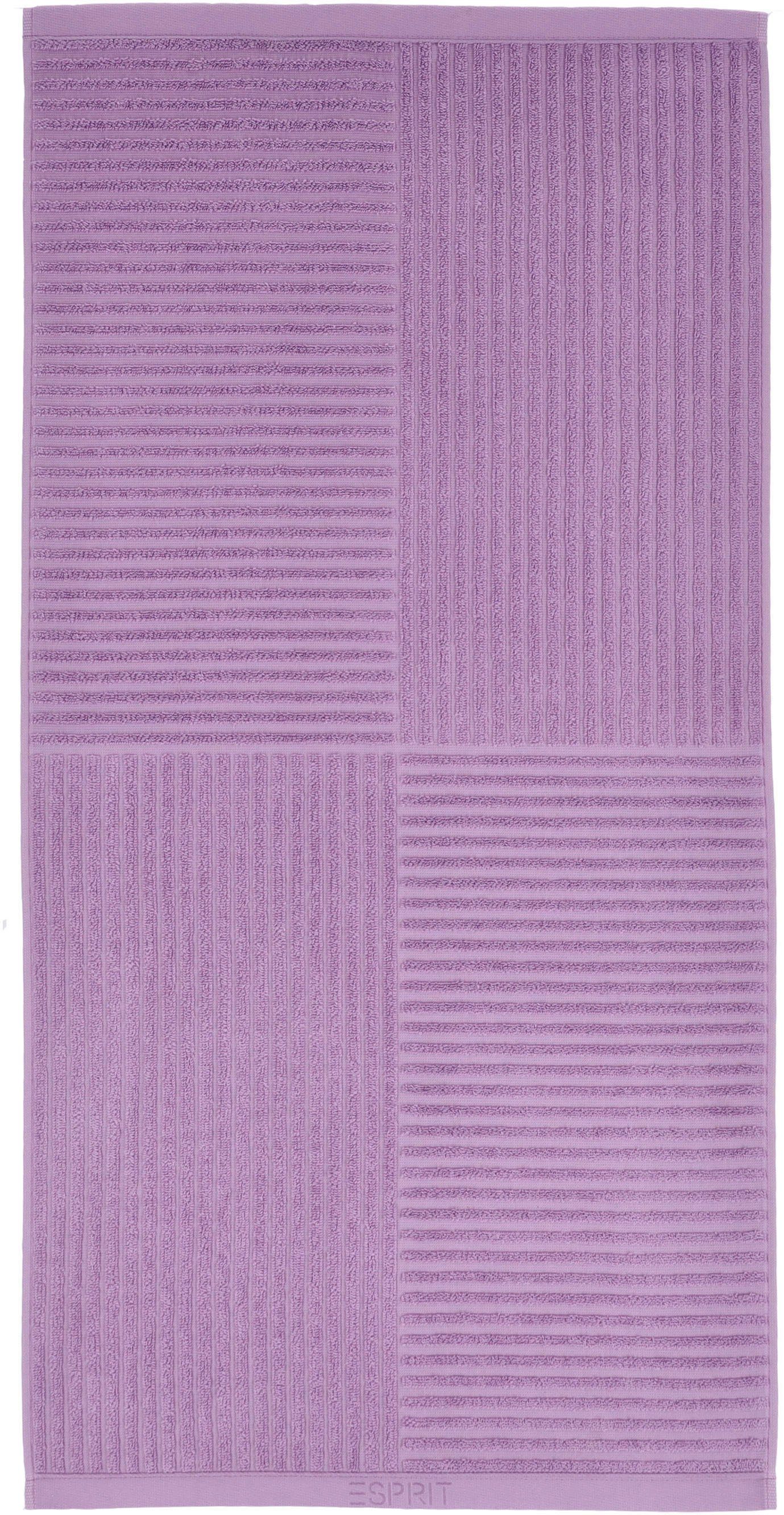 Esprit Handtuch Modern (1-St), mit lilac Linienstruktur Hoch-Tief Walkfrottier Lines, dark