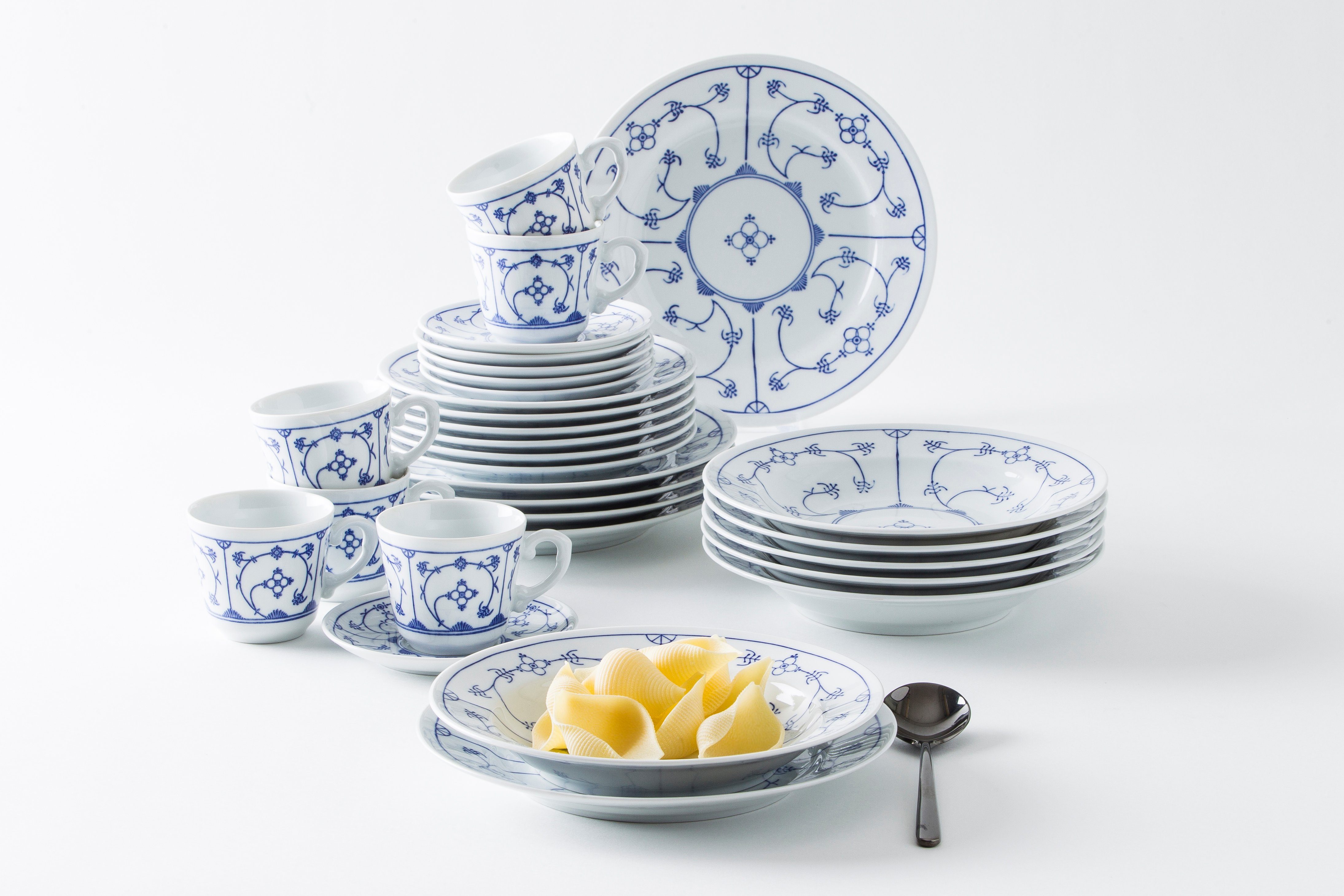 KAHLA Kombiservice Blau Saks 30 tlg. (30-tlg), 6 Personen, Porzellan