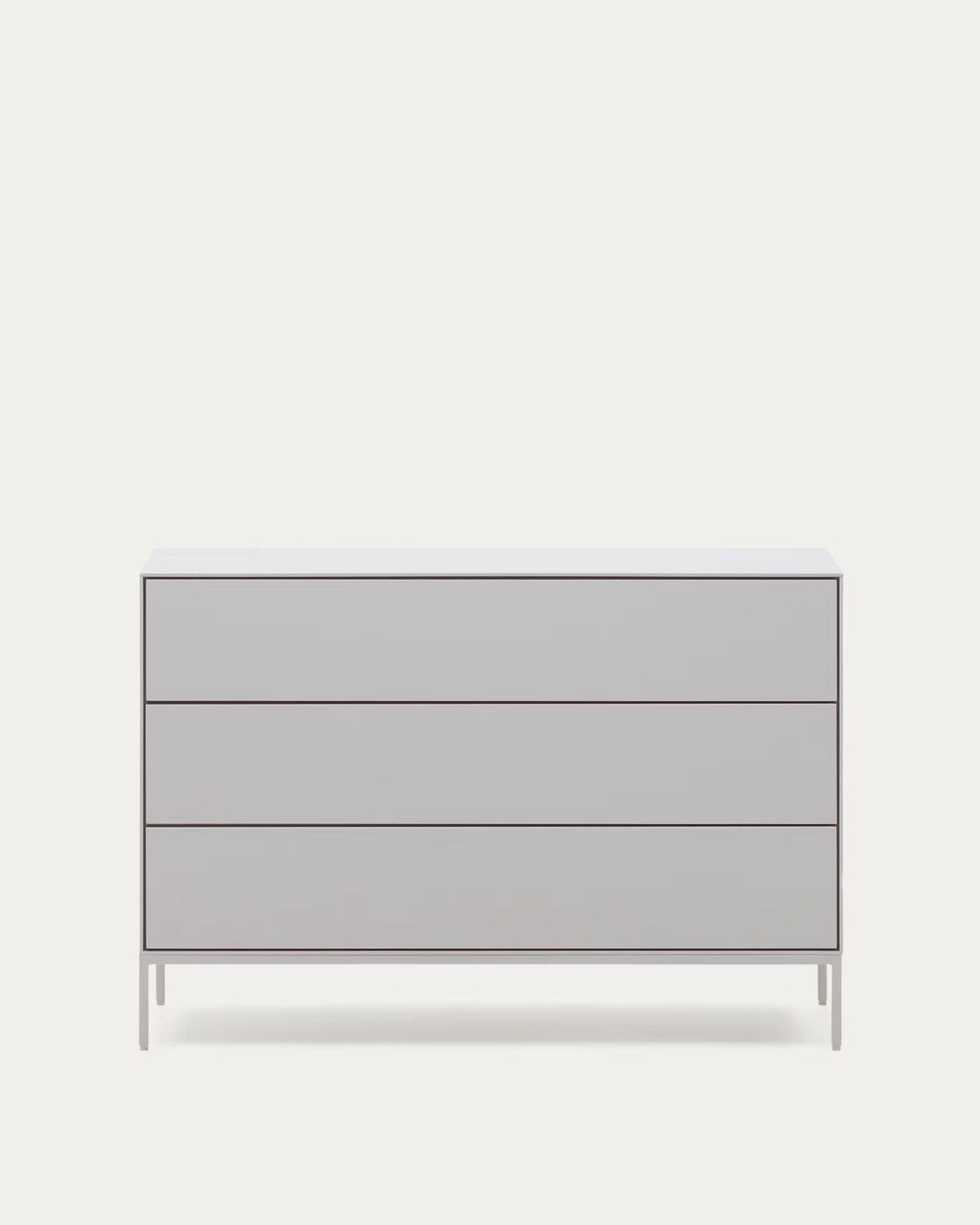 Natur24 Kommode Kommode Vedrana 110 x 75 x 40 cm MDF, Stahl Weiß lackiert Schrank Neu