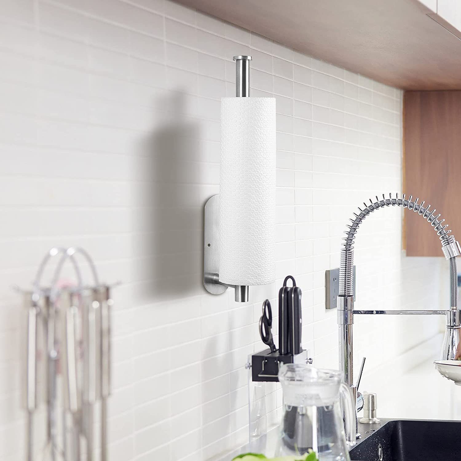 zggzerg Küchenrollenhalter Silber Bohren Badezimmer Waschbecken für Küchenrollenhalter Ohne Speisekammer