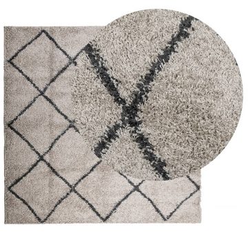 Teppich Teppich Shaggy Hochflor Modern Beige und Anthrazit 160x160 cm, vidaXL, Quadrat