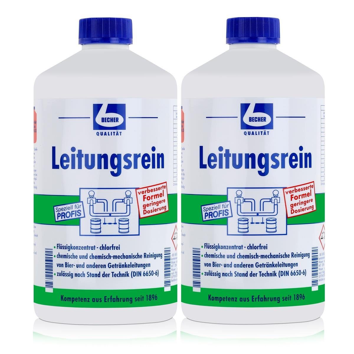 Dr. Becher 2x Dr. Becher Leitungsrein vorher Bier-Rohr-Rein / 1 Liter Spezialwaschmittel