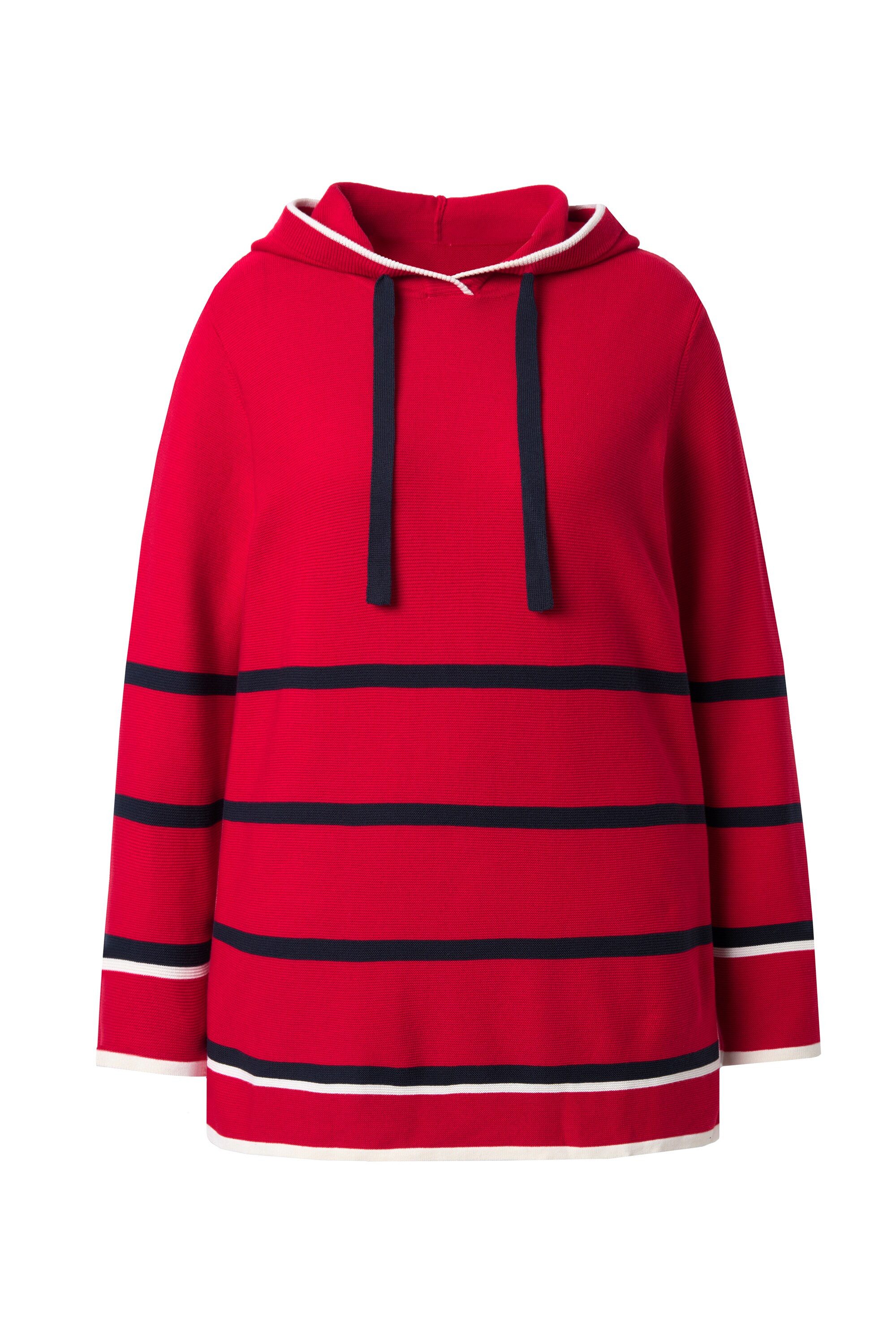 Wollpullover Pullover Ringel Farbakzente Kapuze Langarm