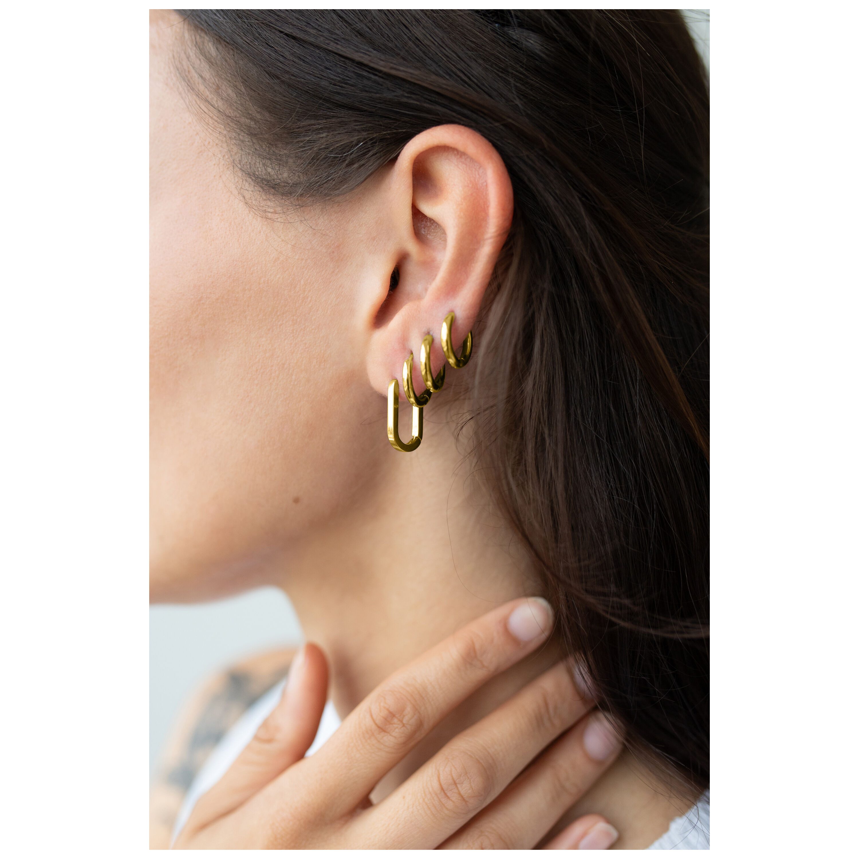 Wildcat Paar Ohrhänger Oval Basic Hoops, wasserfest, langlebig, hautverträglich