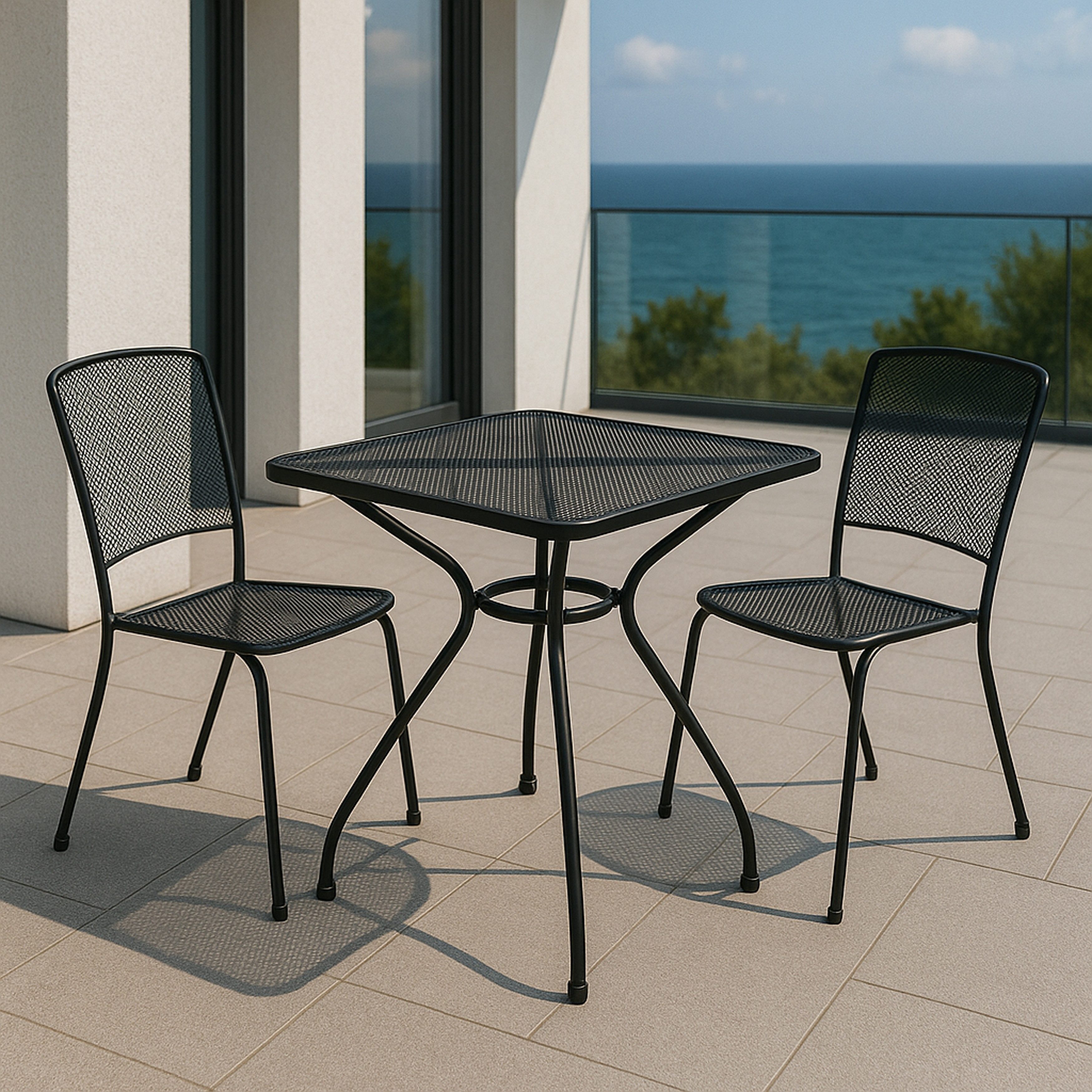 TPFGarden Gartentisch GLASGOW (Bistrotisch - Gartentisch aus Streckmetall pulverbeschichtet, Hochwertiger und robuster Metalltisch dunkelgrau), Outdoor Esstisch - Terrassentisch - Maße (BxHxT): 70 x 72 x 70 cm