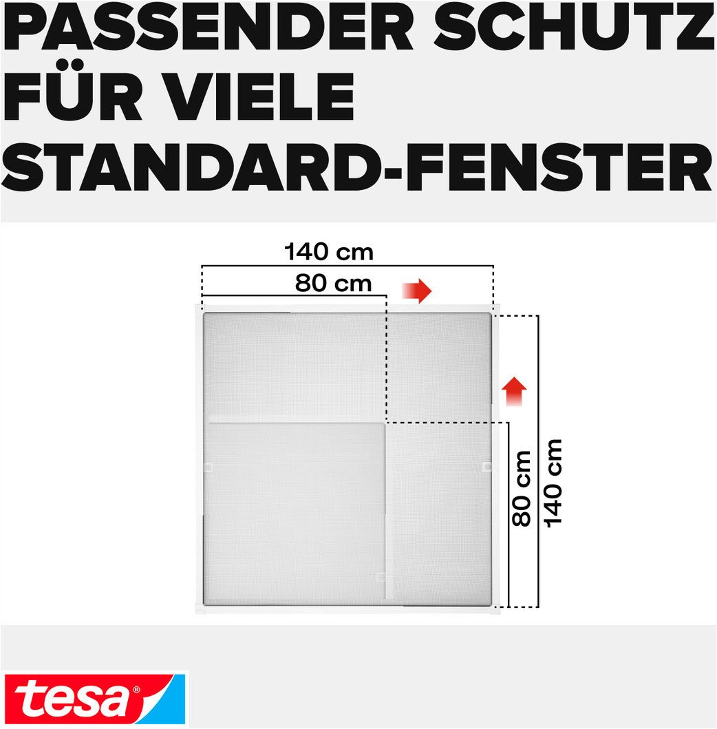 tesa Insektenschutz-Fensterrahmen FALT Alu Rahmen teleskopierbar Premium, (Packung, 1-St., Teleskop Alu Rahmen), Alu Insektenschutz 80 cm x 80 cm bis 140 cm x 1 – Bild 4 von 5