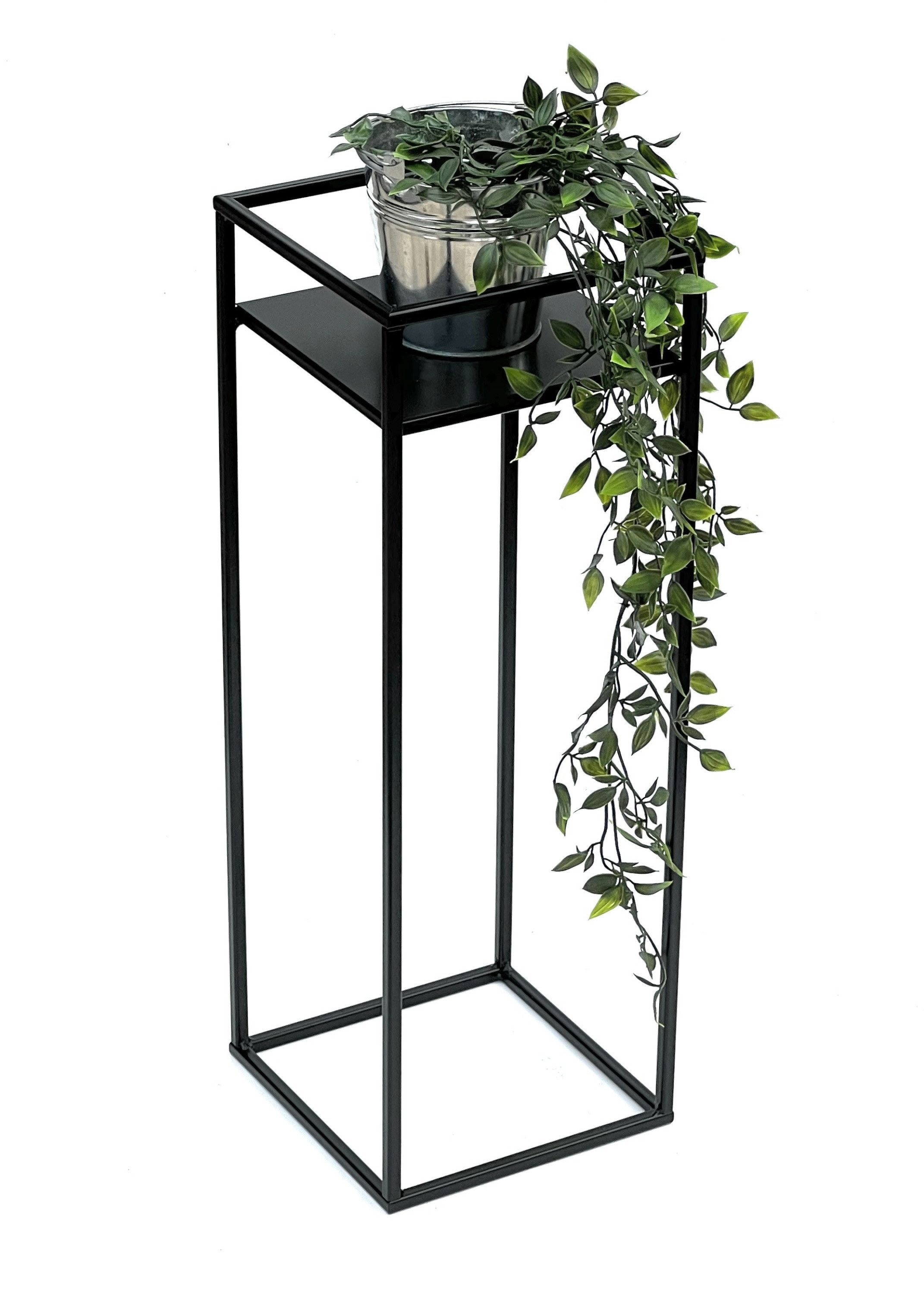 DanDiBo Blumenhocker Blumenständer Metall Schwarz Eckig 62 cm Beistelltisch 453