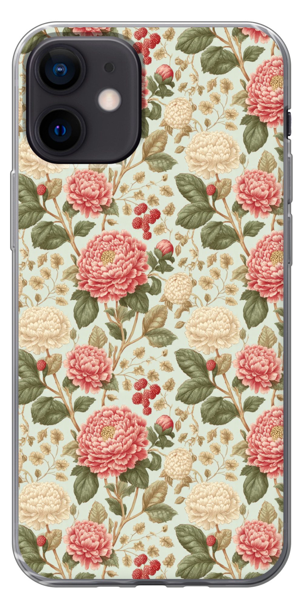 MuchoWow Handyhülle für Apple iPhone 12 Pro Klassisch - Botanisch - Mehrfarbig, Smartphone-Bumper, Print, Handy Schutzhülle Dünn