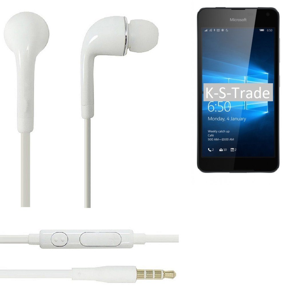 u Microsoft In-Ear-Kopfhörer K-S-Trade weiß Lumia 3,5mm) 650 Lautstärkeregler Mikrofon Headset mit (Kopfhörer für