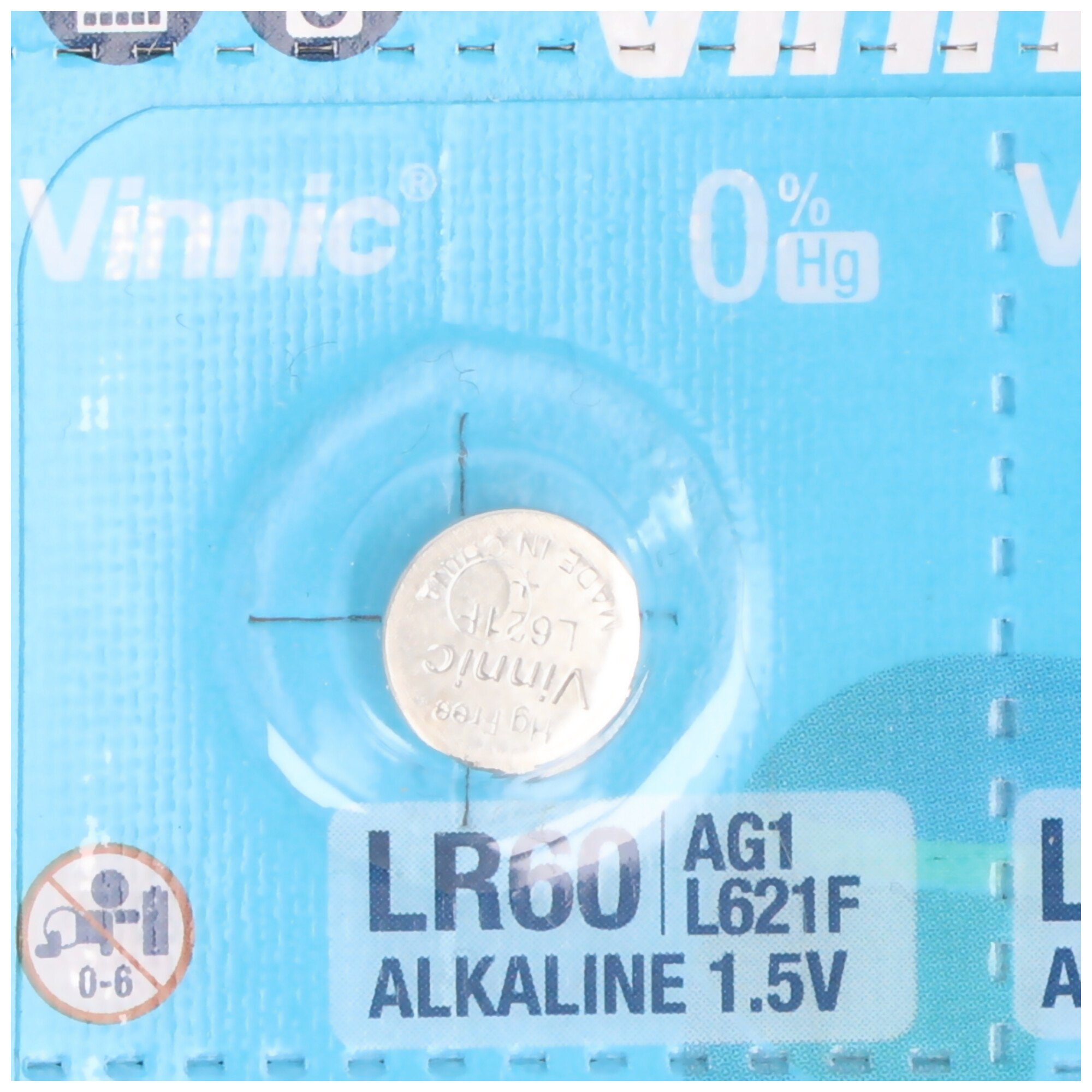 Knopfzelle G1, Alkaline-Einweg-Batterie Type AG1, LR60, L621, Stück VINNIC 10 AG1 6,8x6