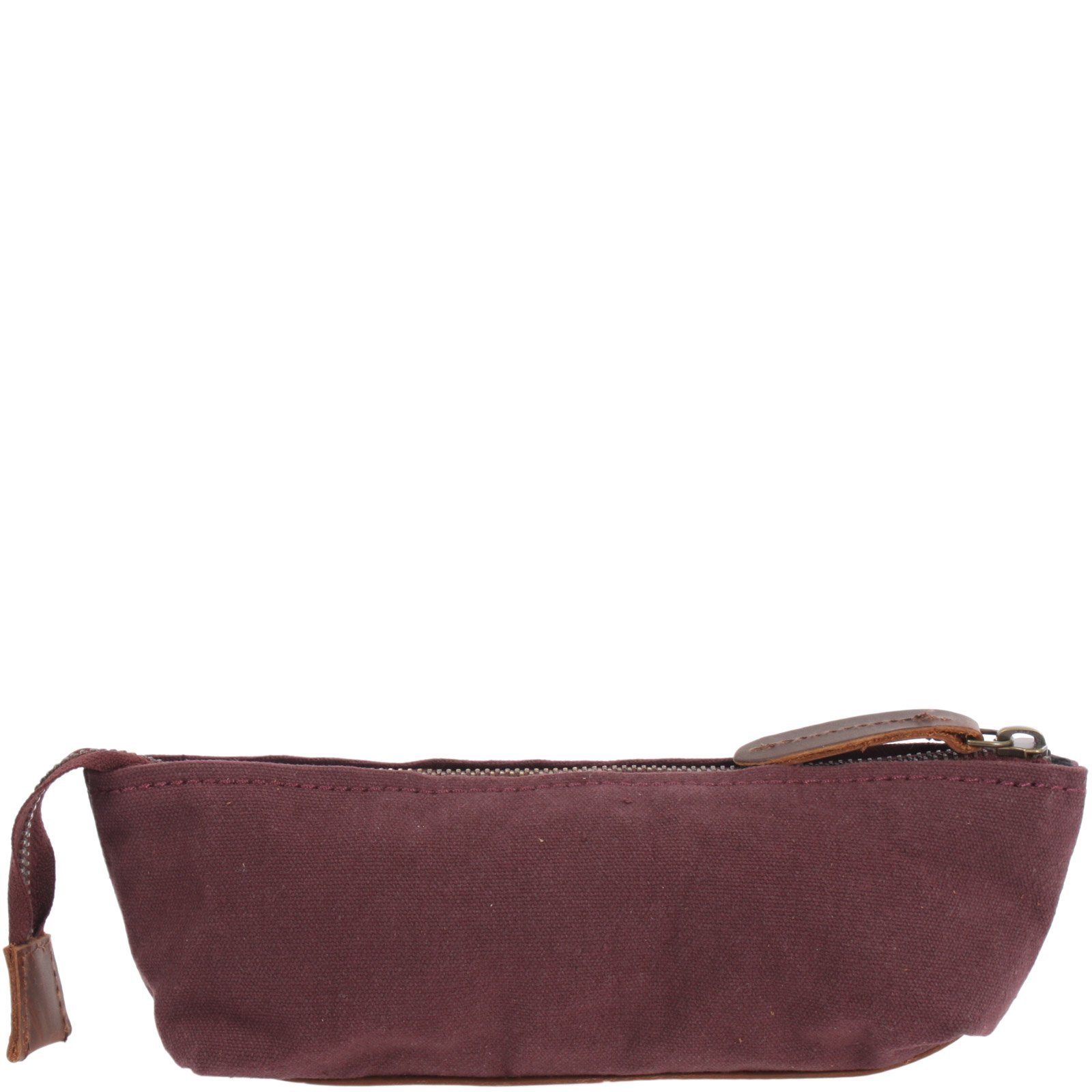 bordeaux Leder Canvas Damen Stifteetui Stiftemappe LECONI Federtasche LE9026 Federmäppchen Herren