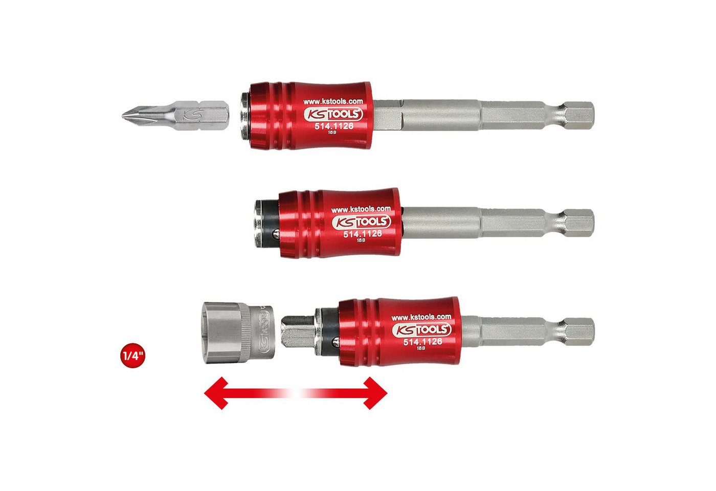 Thumbnail - KS Tools Bithalter KS TOOLS 1/4" 2in1 Schnellwechsel-Bithalter - 514.1126
