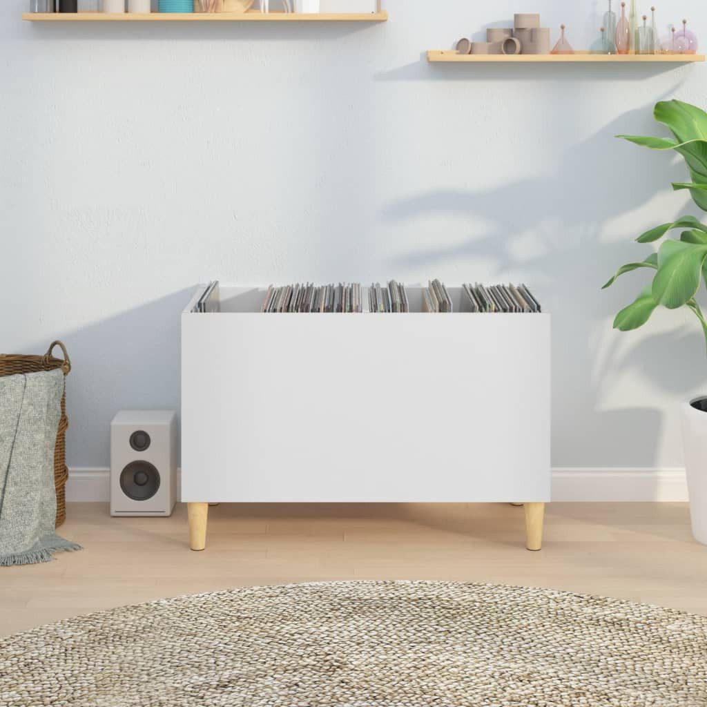 furnicato Media-Regal Plattenschrank Weiß 74,5 x 38 x 48 cm aus Holzwerkstoff und, 1-tlg., LP-Regal mit feuchtigkeitsresistenter Oberfläche für das Wohnzimmer