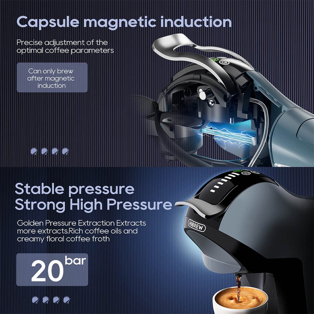 HiBREW Kapselmaschine H17, 1l Kaffeekanne, 20-Bar-Extraktion, 7 Stufen der Wassereinstellung, Touch-Control