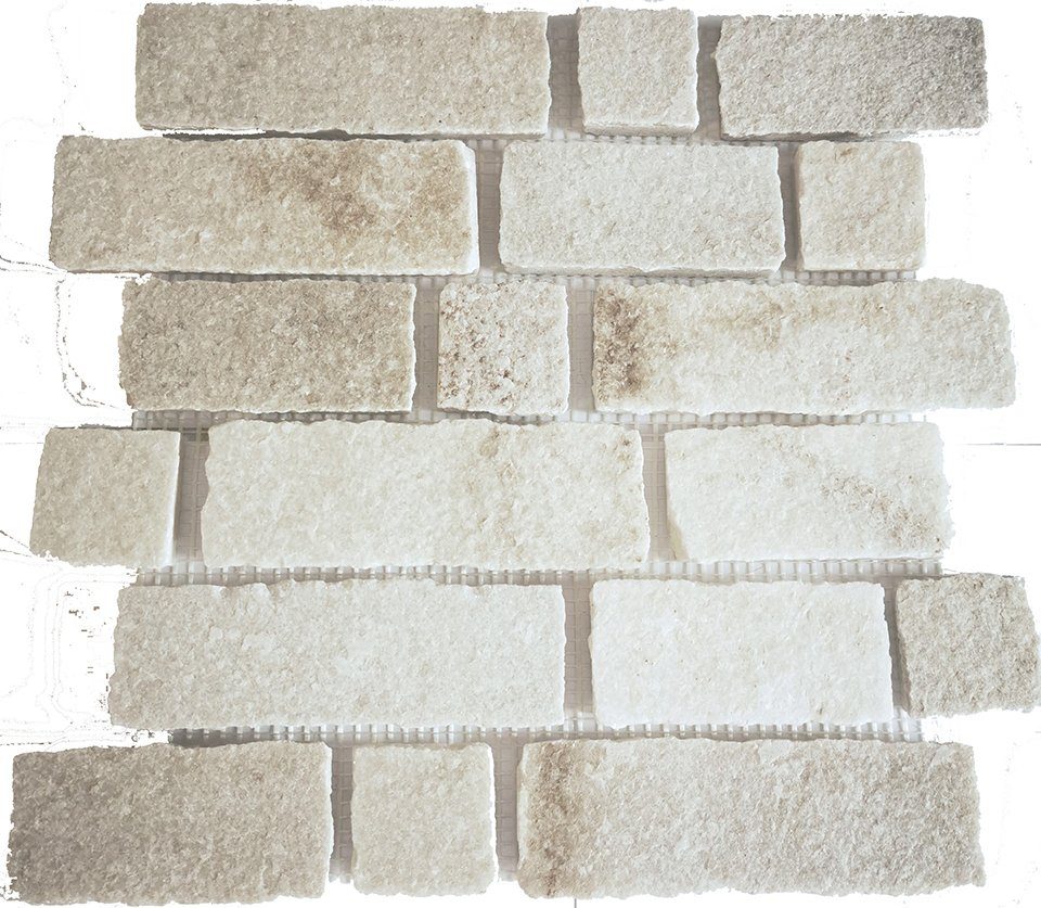 Mosani Mosaikfliesen Schiefer Mosaik Fliese Naturstein Brick weiß hellbeige Küche