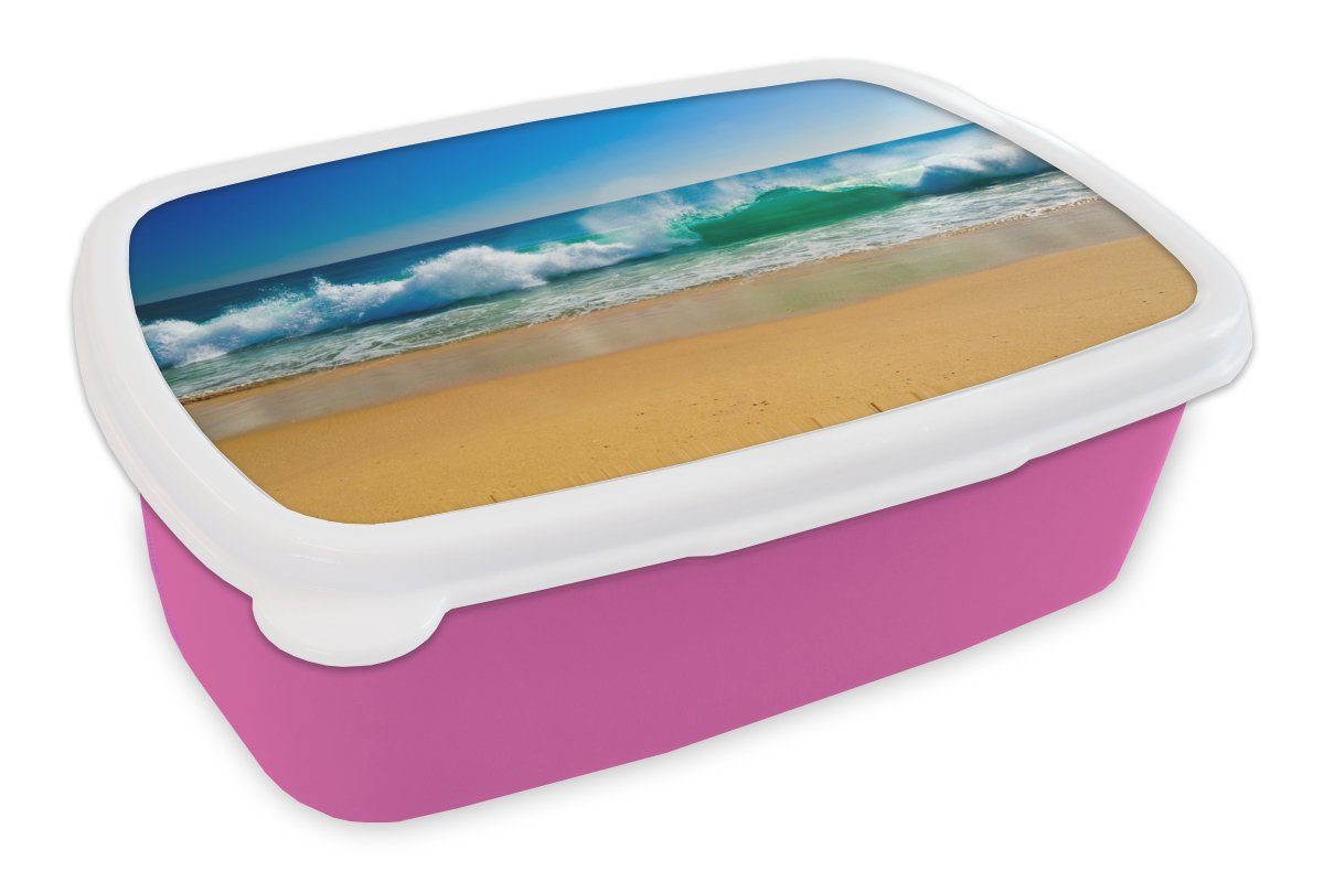 MuchoWow Lunchbox Meer - Golf - Strand, Kunststoff, (2-tlg), Brotbox für Erwachsene, Brotdose Kinder, Snackbox, Mädchen, Kunststoff rosa