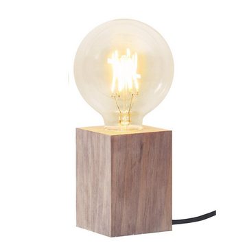 STAR TRADING Tischleuchte Lampenhalterung Tischleuchte Würfel E27 10cm stehend Schalter Holz