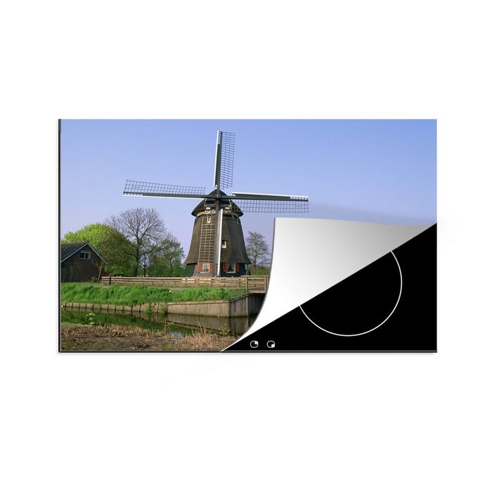 MuchoWow Herdblende-/Abdeckplatte Windmühle entlang des Kanals Vinyl (1 tlg) Ceranfeldabdeckung für die küche Induktionsmatte