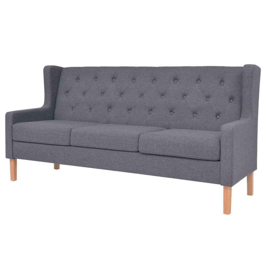 vidaXL Sofa 3-Sitzer-Sofa Stoff Grau Couch