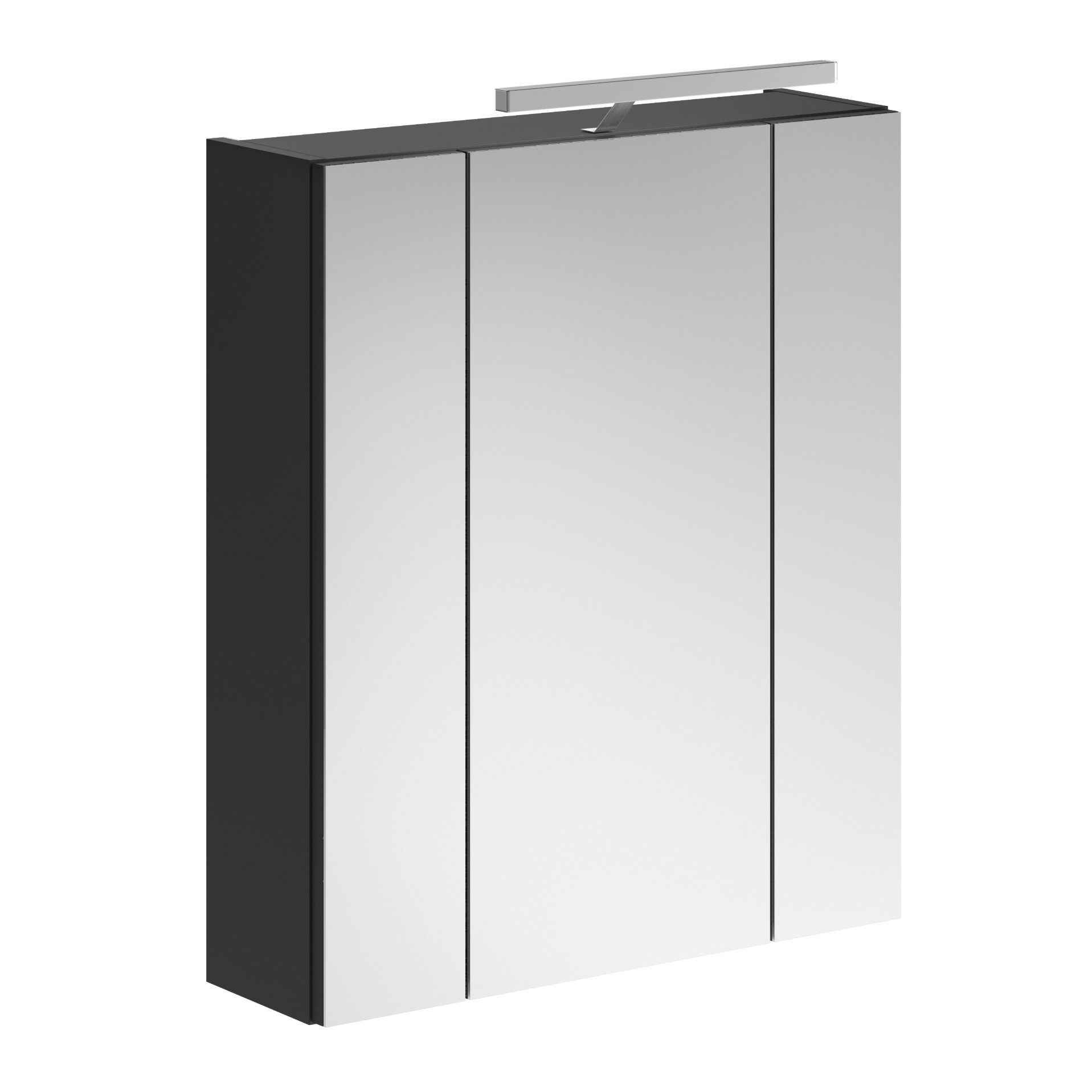 Newroom Spiegelschrank Schwarz Hochglanz 60 cm Spiegelschrank mit Beleuchtung Schwarz Hochglanz Spiegelglas Modern