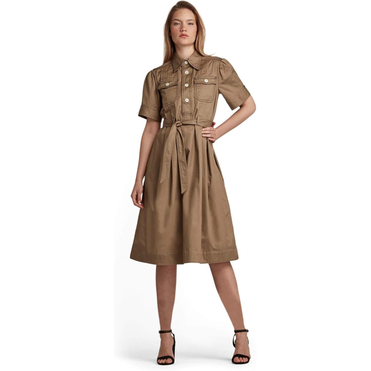 G-STAR Bodykleid Damen Kleid Hemdkragen Kurzarm Scouting Dress (1-tlg) Berges Braun Größe: XS