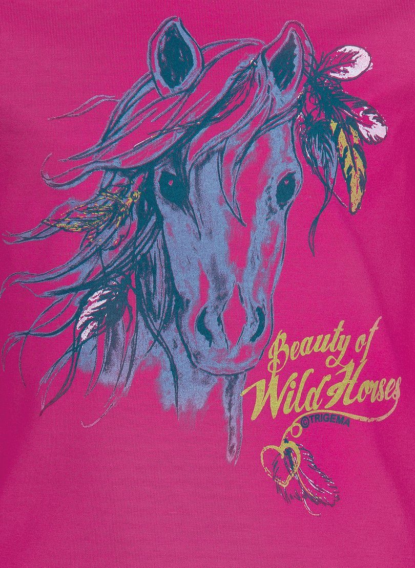 Trigema T-Shirt TRIGEMA T-Shirt mit niedlichem Pferde-Motiv hibiskus