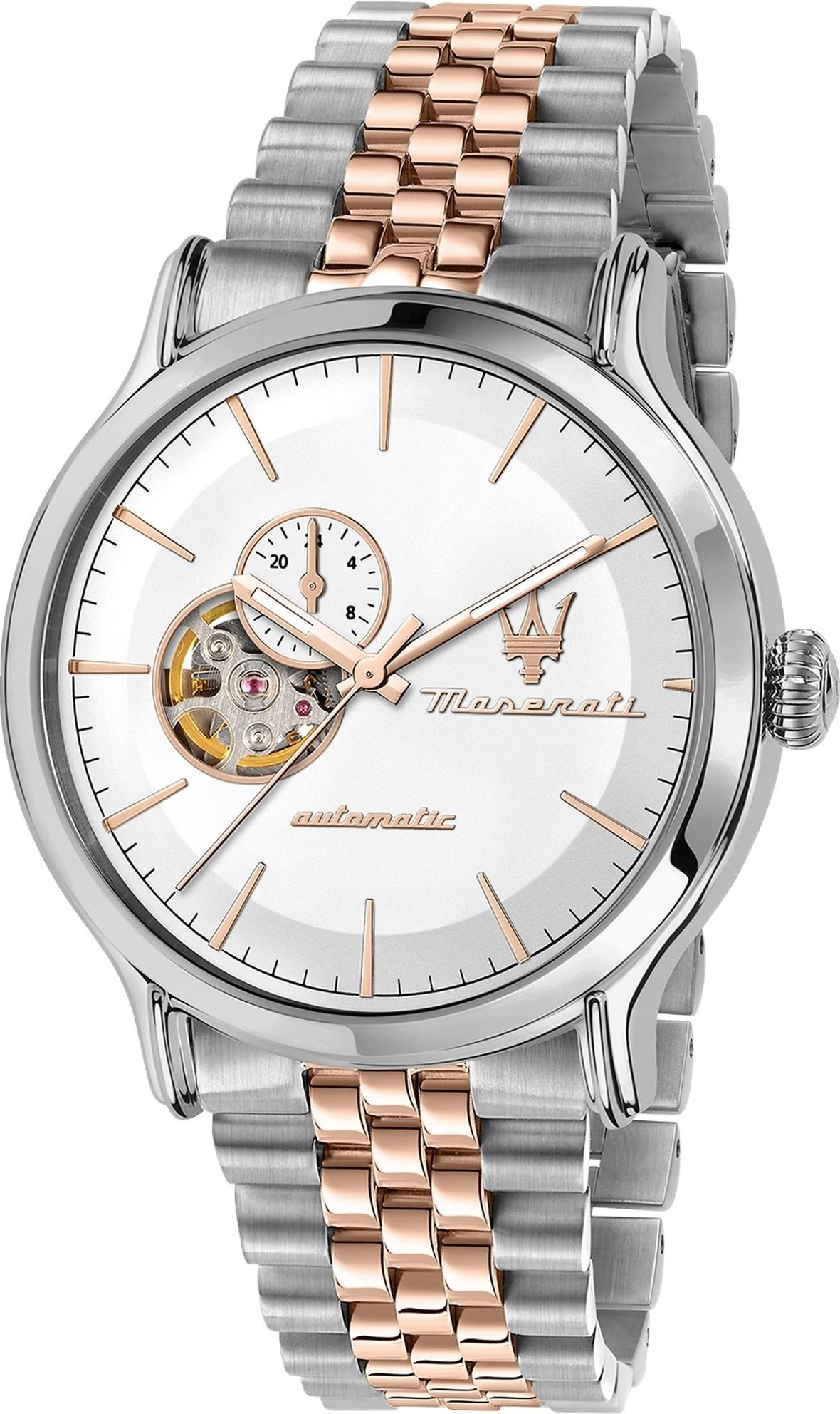 MASERATI Quarzuhr Maserati Herrenuhr EPOCA Edelstahl, (Analoguhr), Herren, Damenuhr rund, groß (ca. 42mm) Edelstahlarmband, Made-In Italy
