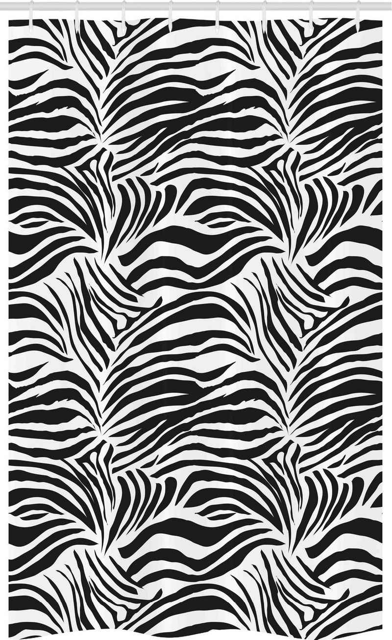 Abakuhaus Duschvorhang Badezimmer Deko Set aus Stoff mit Haken Breite 120 cm, Höhe 180 cm, Schwarz-Weiss Wilde Zebra-Linien