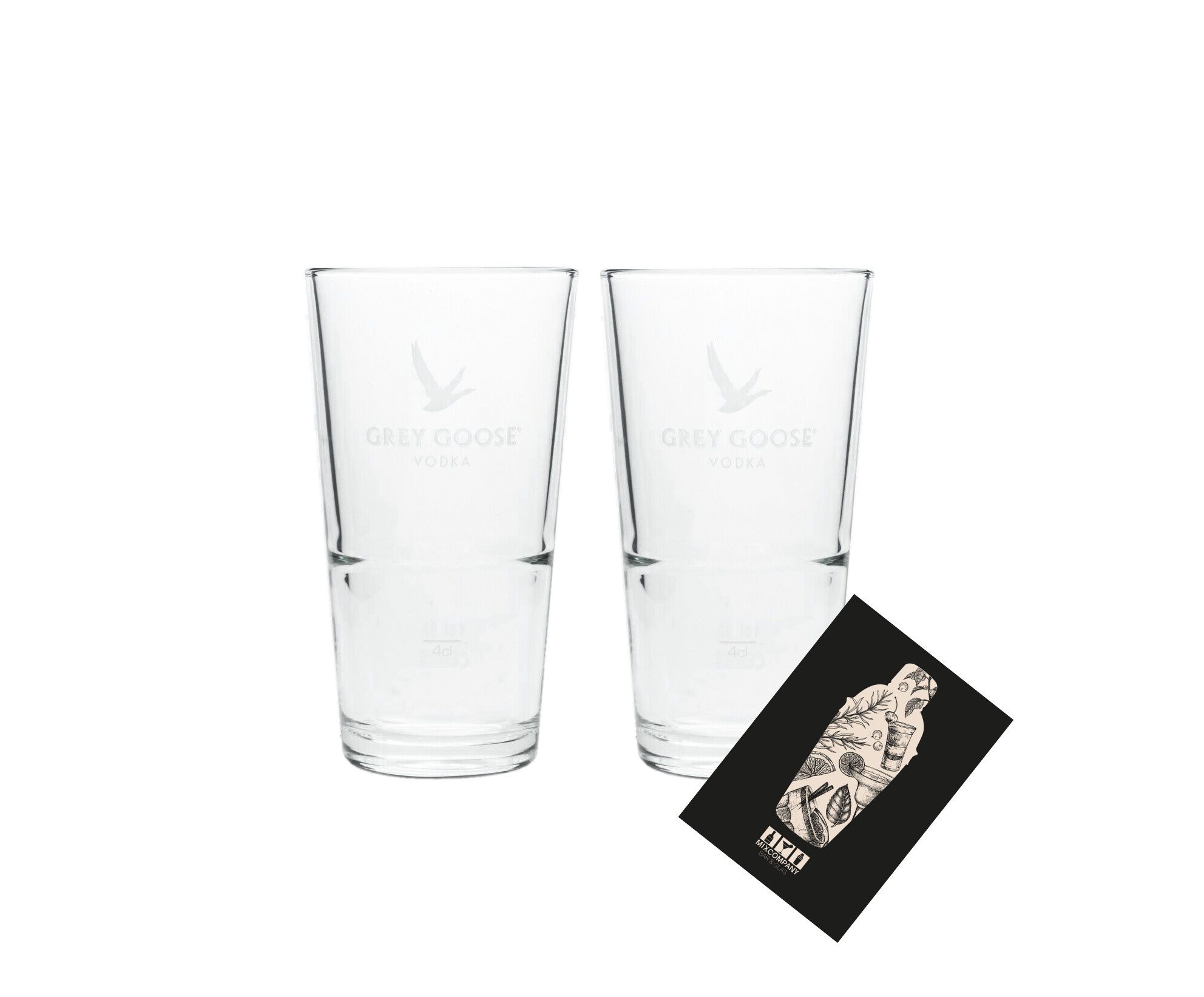 Longdrinkglas Grey Goose 2er Set Longdrinkglas 2x Glas Gläser 4cl geeicht Eichung