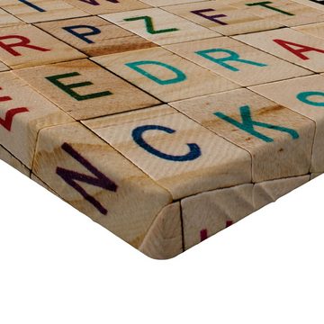 Spannbettlaken Soft Dekorativer Stoff Bettwäsche Rund-um Elastischer Gummizug, Abakuhaus, ABC Puzzle Holz Alphabet Squares