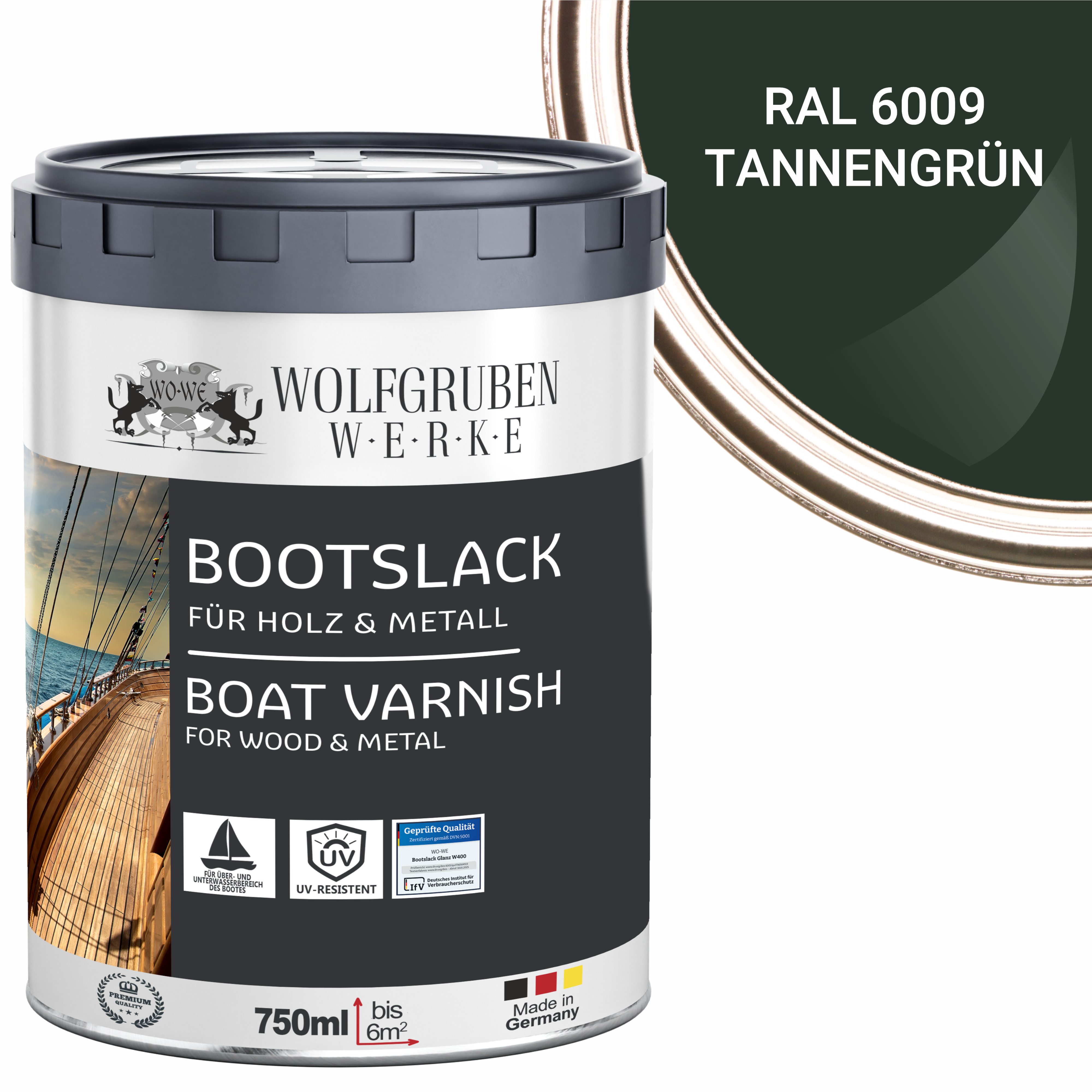 WO-WE Lack Bootslack Schiffslack Parkettlack Yachtlack W400, 0,75-5L, Seidenglänzend, Lösemittelbasis