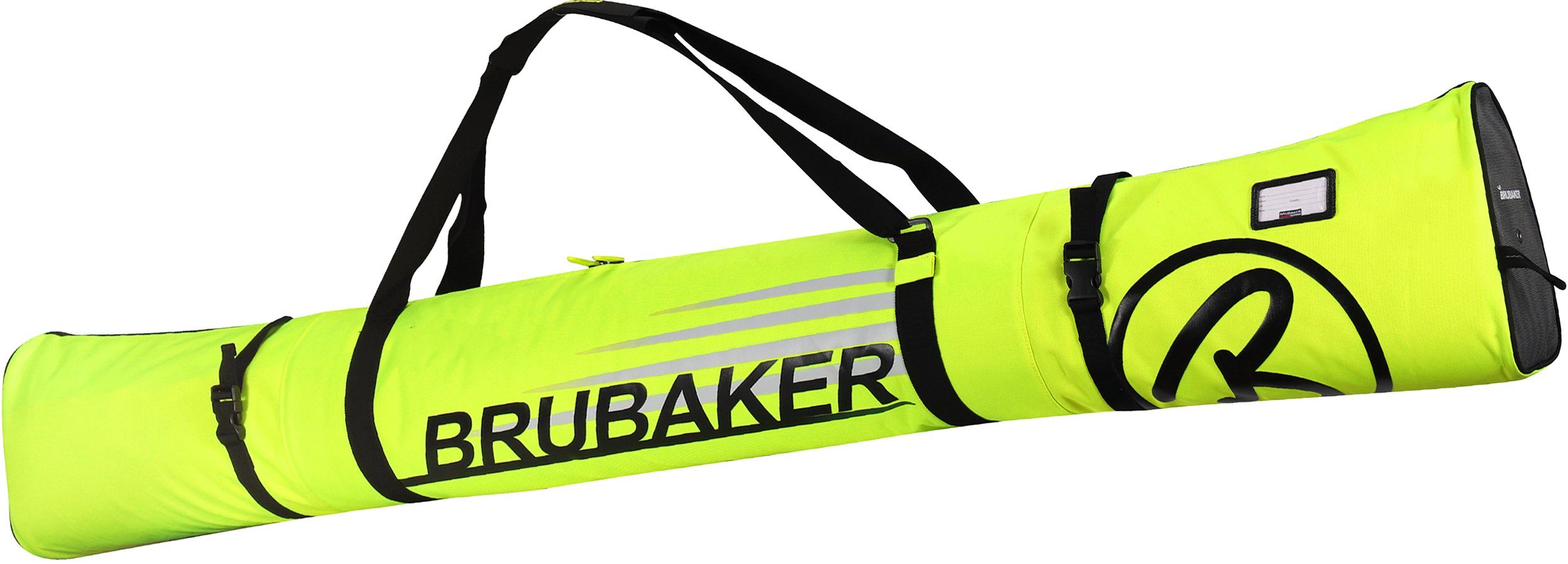 BRUBAKER Skitasche Carver Champion Ski Tasche - Neongelb (Skibag für Skier und Skistöcke, 1-tlg., reißfest und schnittfest, Neon Gelb), gepolsterter Skisack mit Zipperverschluss