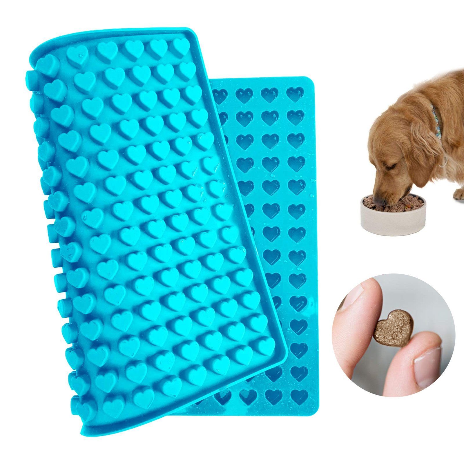 in Leckerlis Aus Backform hochwertigem Ausstechform Herz Backmatte, Silicagel für Lebensmittelqualität und CALIYO Silikon Hundekekse (1,5cm),