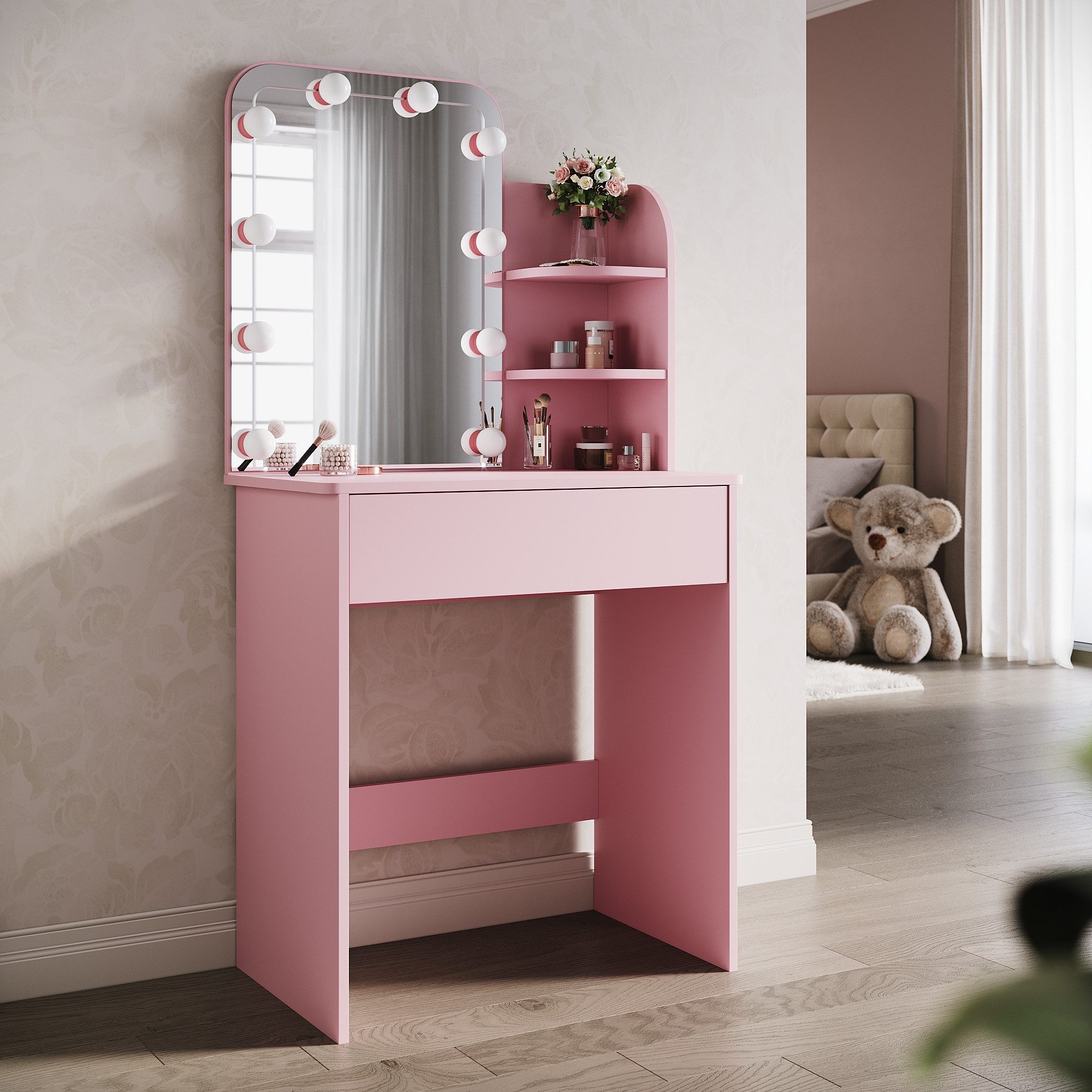 SONNI Schminktisch Schwarz/weiß/Rosa Schminktisch mit abnehmbarer günstig online kaufen