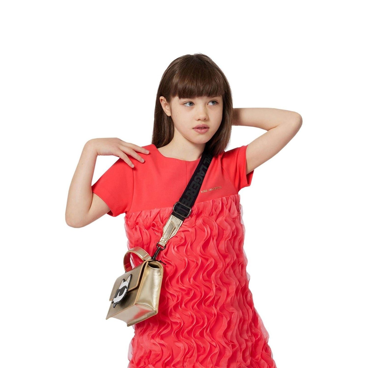 KARL LAGERFELD Umhängetasche KARL LAGERFELD KIDS Handtasche goldgelb – Cat-Patch
