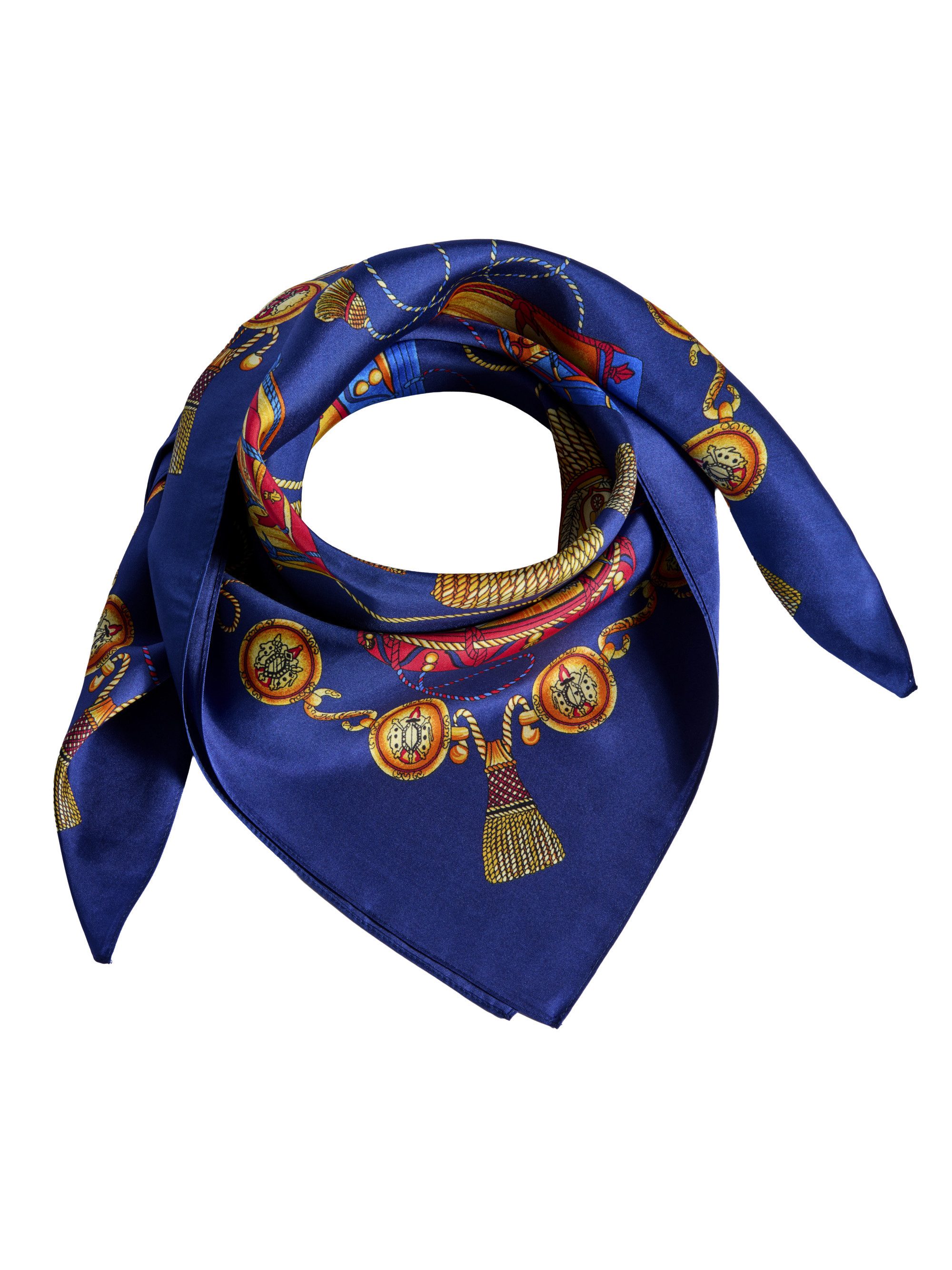 ROSWELL Seidentuch Halstuch Seidenschal Damen Herren Blau Navy Twill doppelseitig 90x90, Kollektion Aurelio Bleu inkl. edler Geschenkbox und Satin-Säckchen