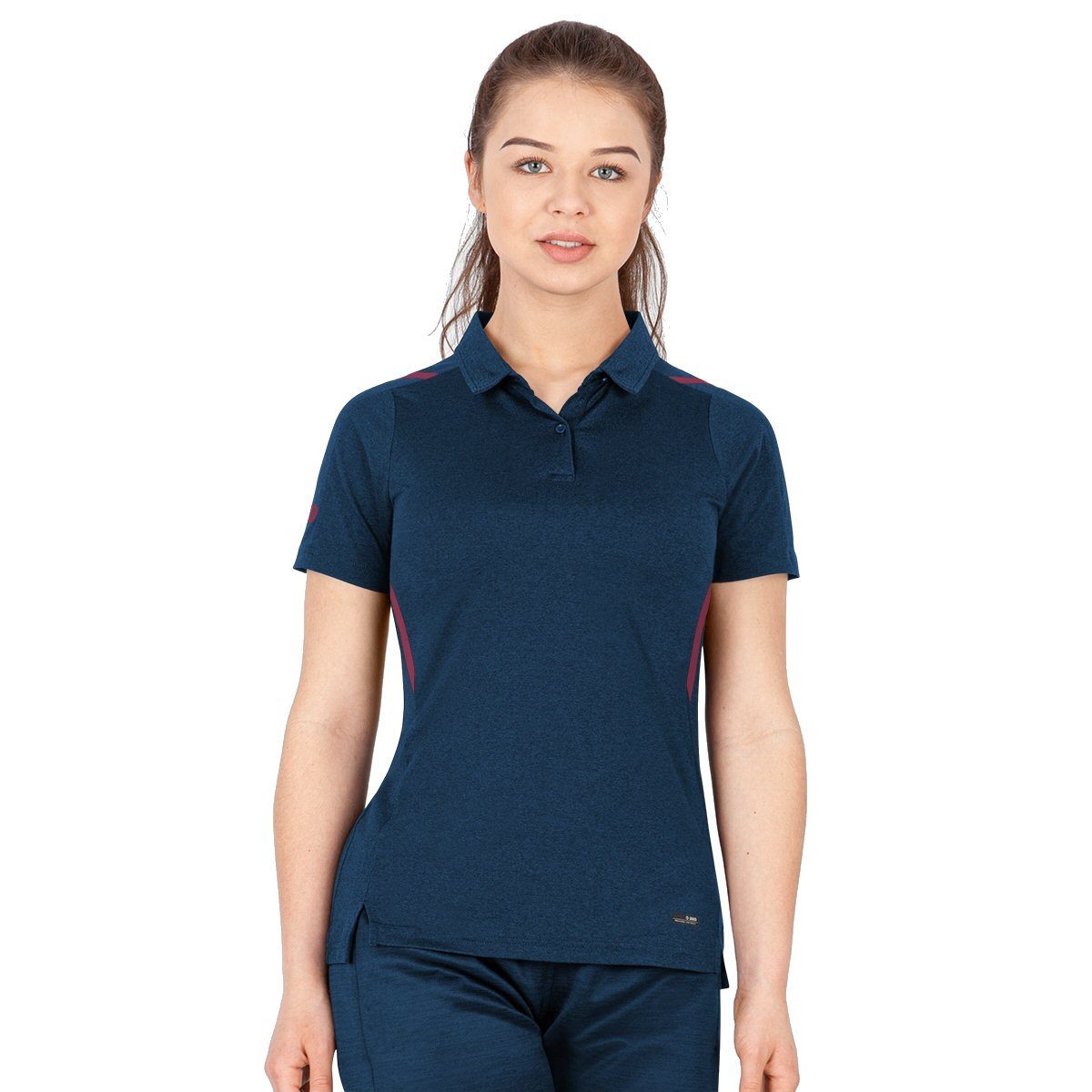 Jako Poloshirt Challenge (Polyester-Stretch-Jersey) marinemeliert/bordeaux Damen
