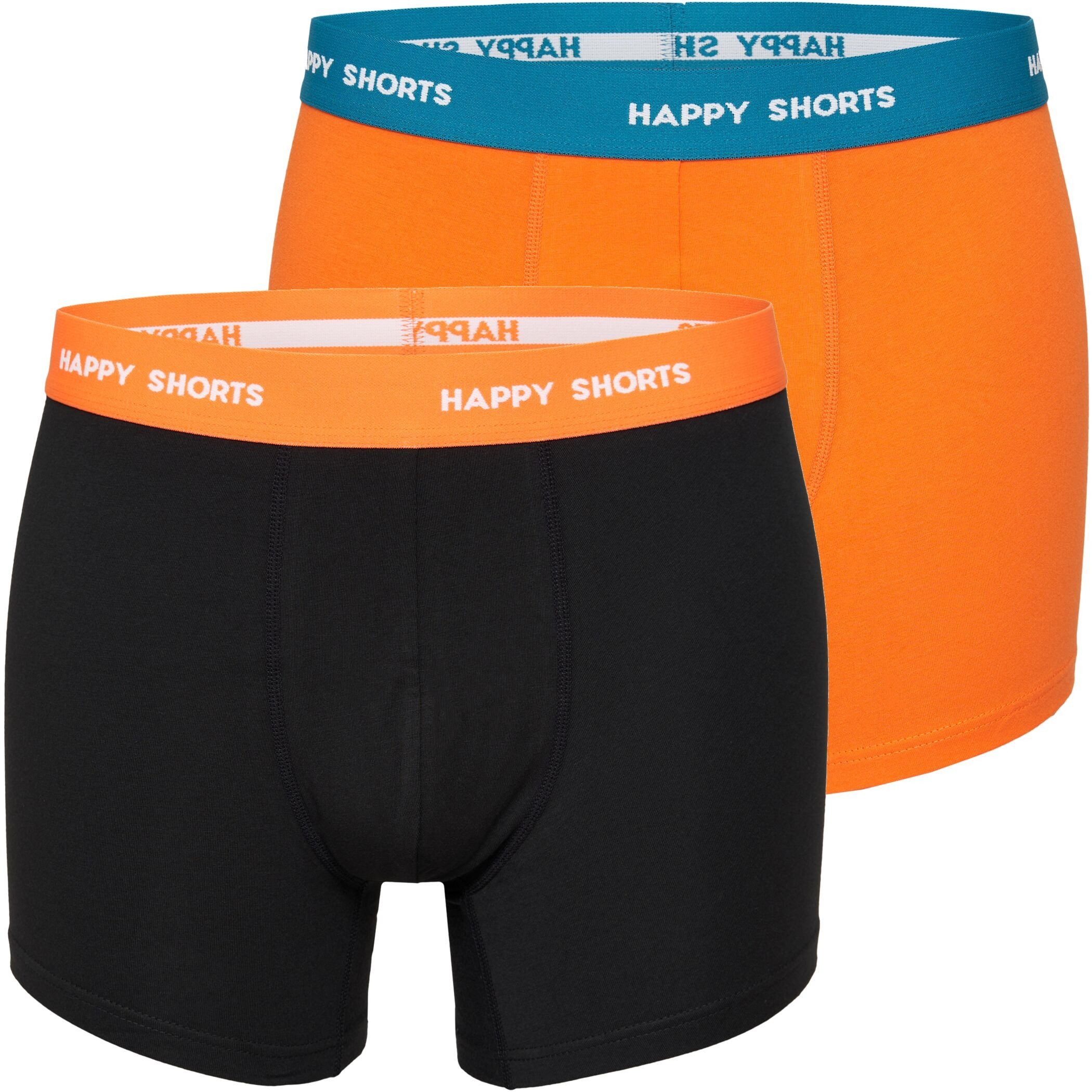 HAPPY SHORTS Trunk 2 Happy Shorts Jersey Trunk Herren Boxershorts Pant Schwarz Orange (1-St)