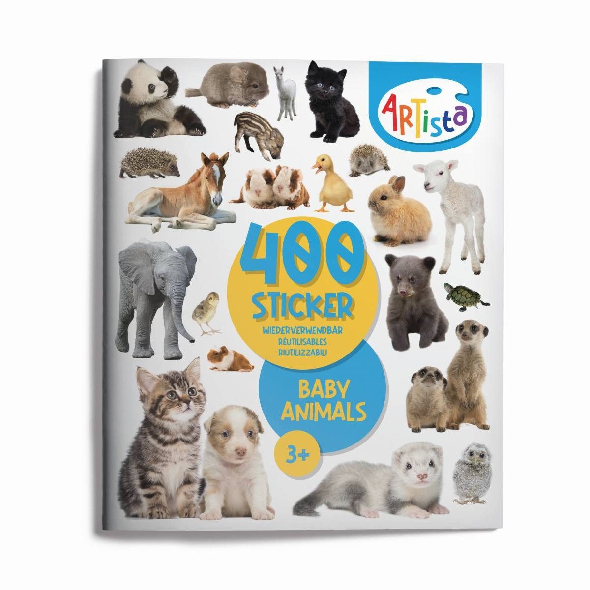 ARTISTA Stickerbuch 400 wiederverwendbare Sticker für kreativen Spiel- und Bastelspaß