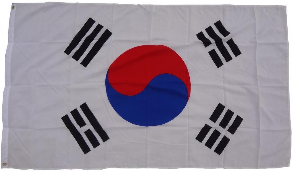 trends4cents Flagge XXL Flagge Fahne mit 3 Messingösen in 250 x 150 cm (Südkorea), für Fahnenmaste