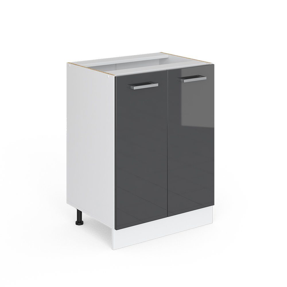 Vicco Unterschrank R-Line, Anthrazit Hochglanz/Weiß, 60 cm ohne Arbeitsplatte (1-St)