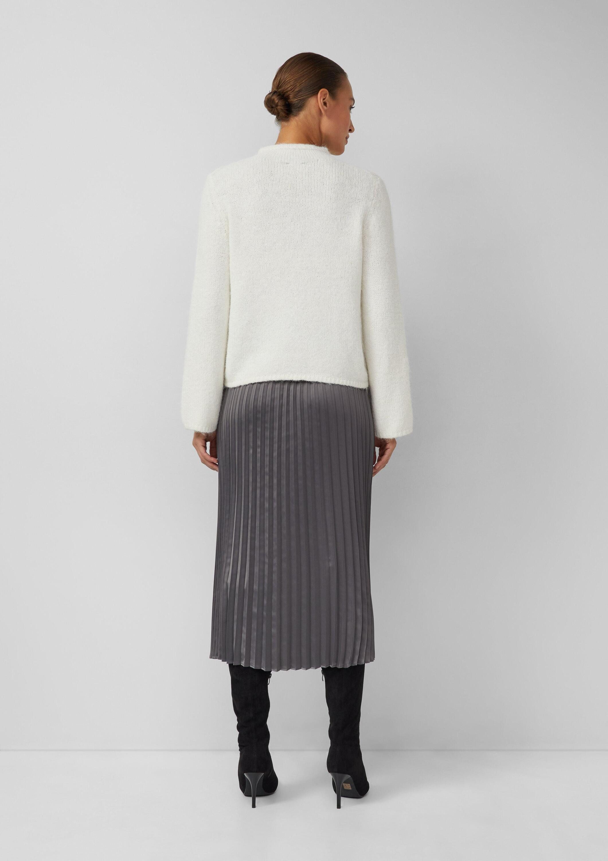 s.Oliver Longpullover Strickpullover Strickpullover mit Stehkragen und Schleifen-Stickerei