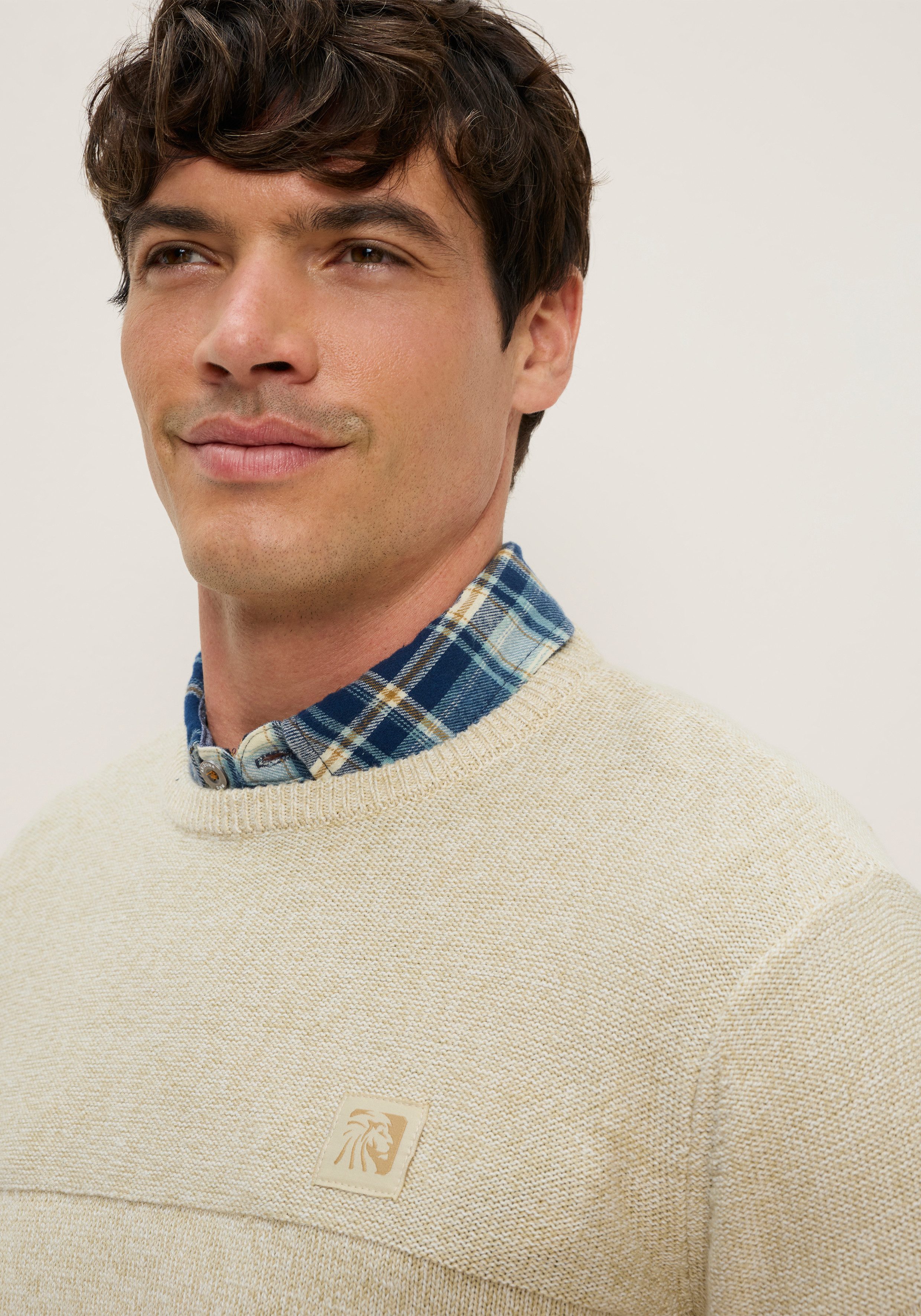 Man's World Rundhalspullover Neuen Kollektion! Highlight 2 Strickstrukturen aus Strick, mit Rippbündchen am Ausschnitt, reguläre Passform – Bild 4 von 5