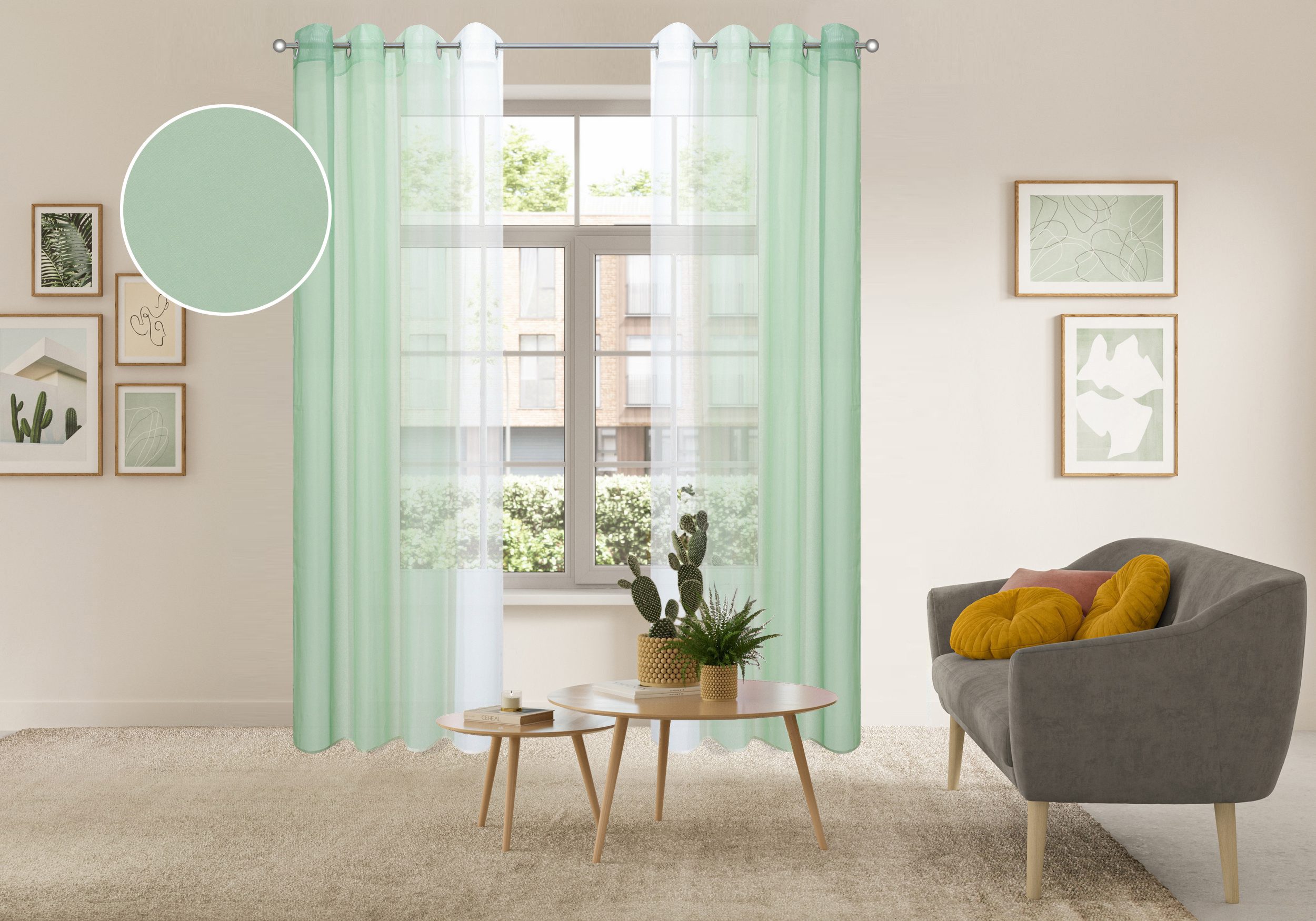 OTTO home Gardine Nivva (2 St), Ösen, transparent, Transparent, Ösen- Aufhängung, Pflegeleicht, 2er Set
