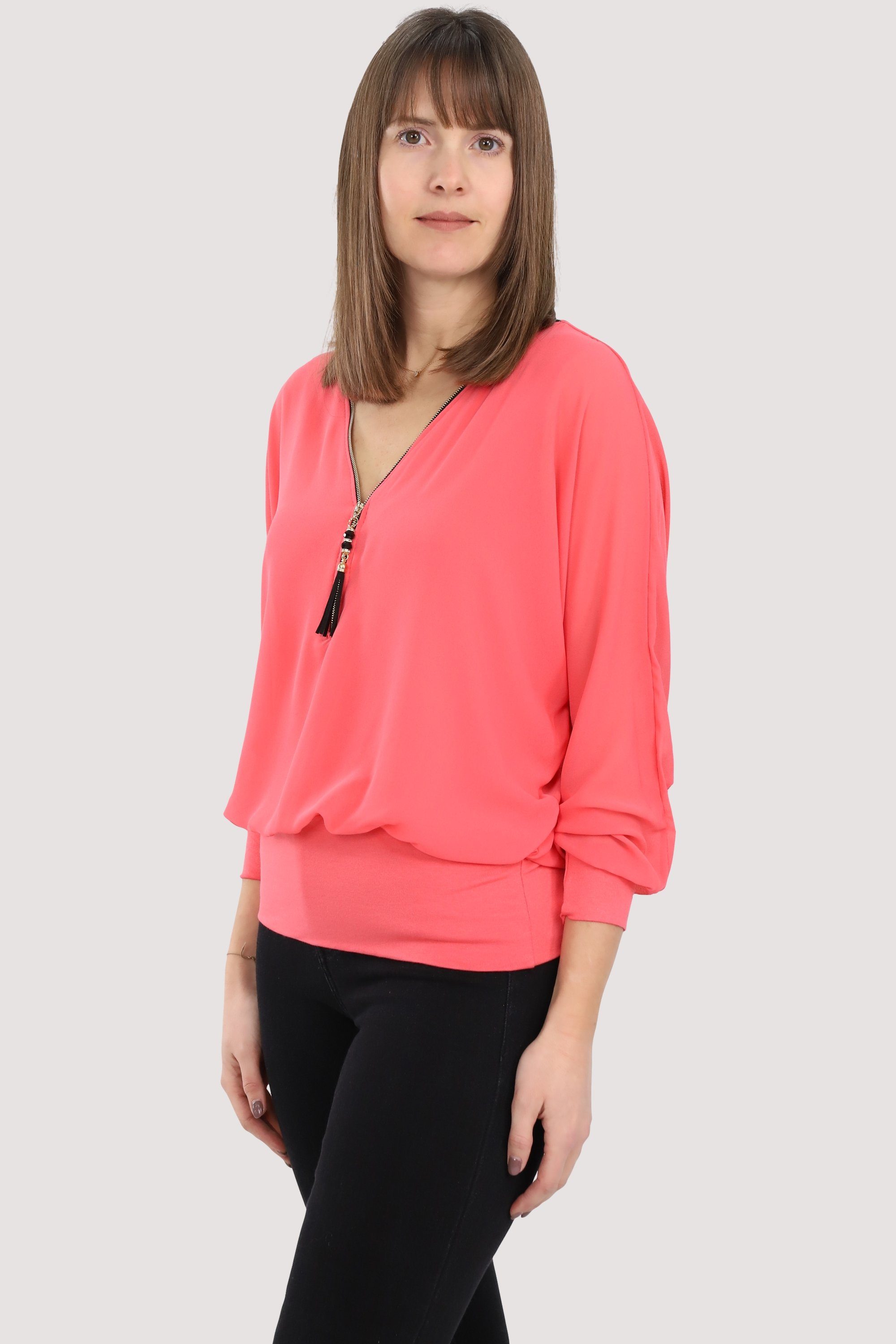 malito more than fashion Chiffonbluse 6297 Bluse mit Fledermausärmeln Einhe günstig online kaufen