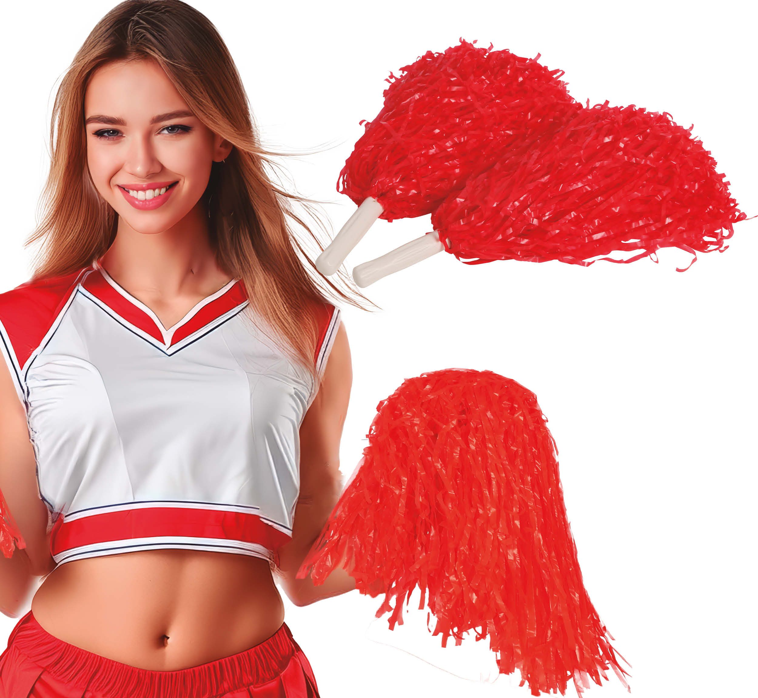 Fiestas Guirca Kostüm, Sportlicher Karnevalstaumel Cheerleader Pom Poms Kostüm Zubehӧr Erwa
