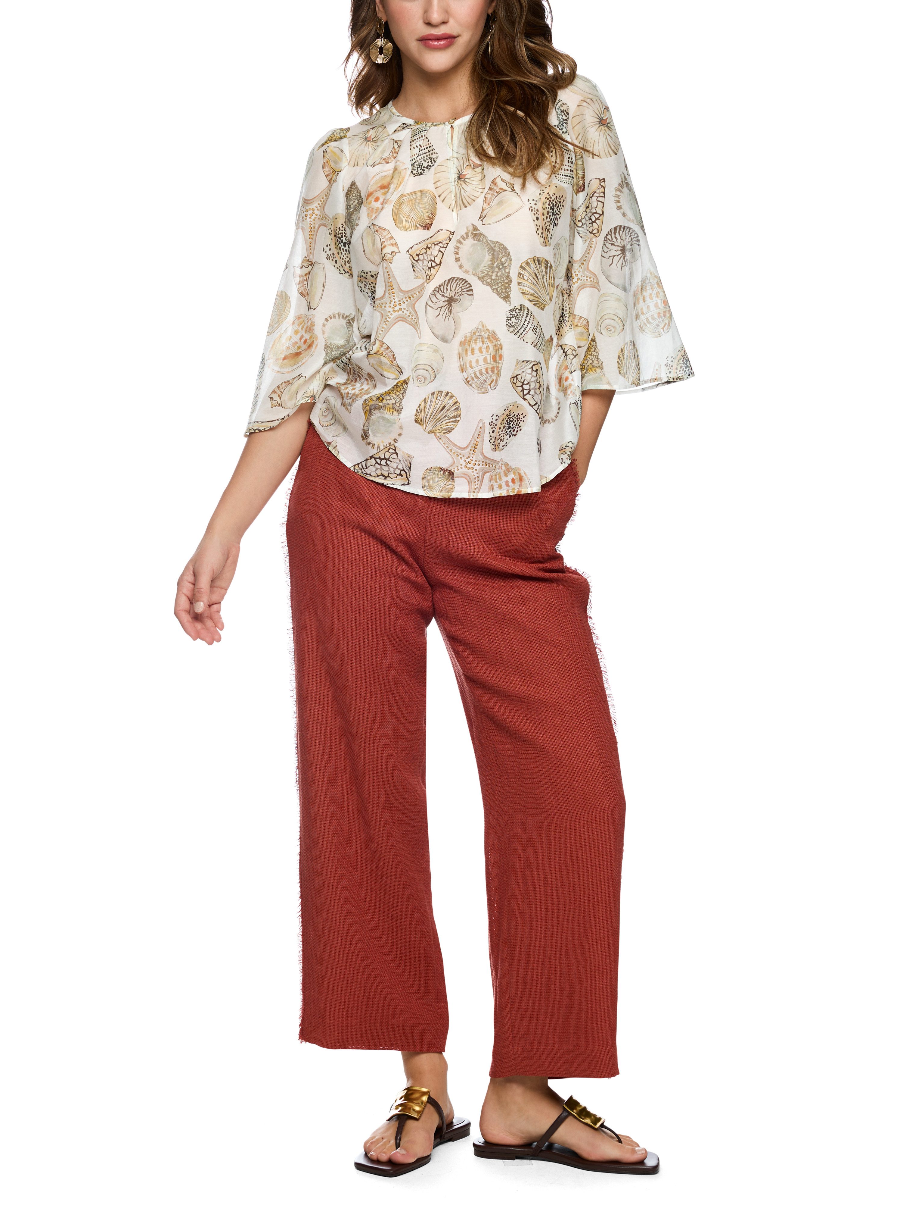 Marc Cain Schlupfbluse Blazing Sun Premium Damenmode mit Muschelprint