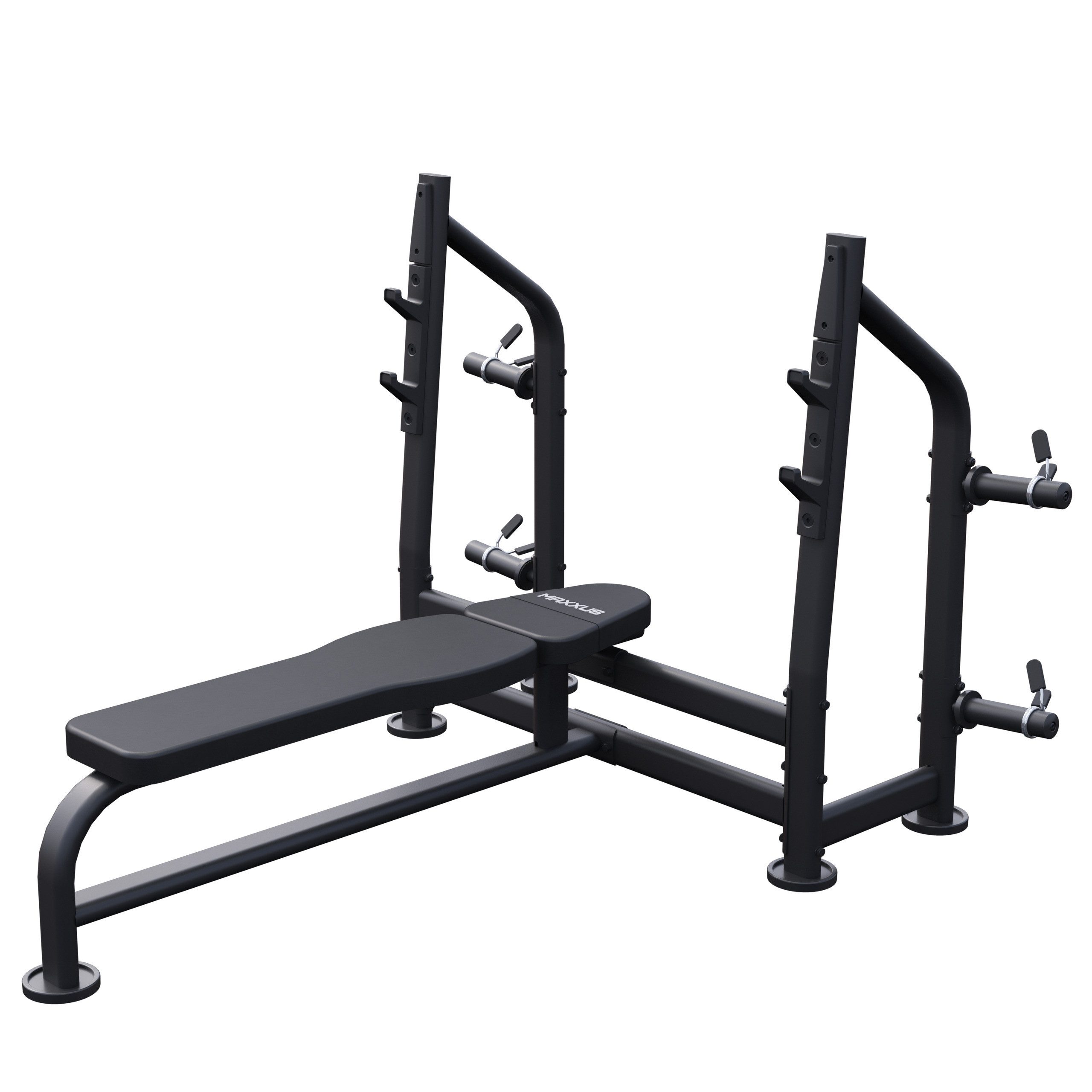 MAXXUS Hantelbank - Multifunktion Trainingsbank, Drückerbank, Flachbank, Fitnessbank, (1-tlg), Kraftstation, Bankdrücken, Gepolstert, bis 390 kg, Sicherheitsablage